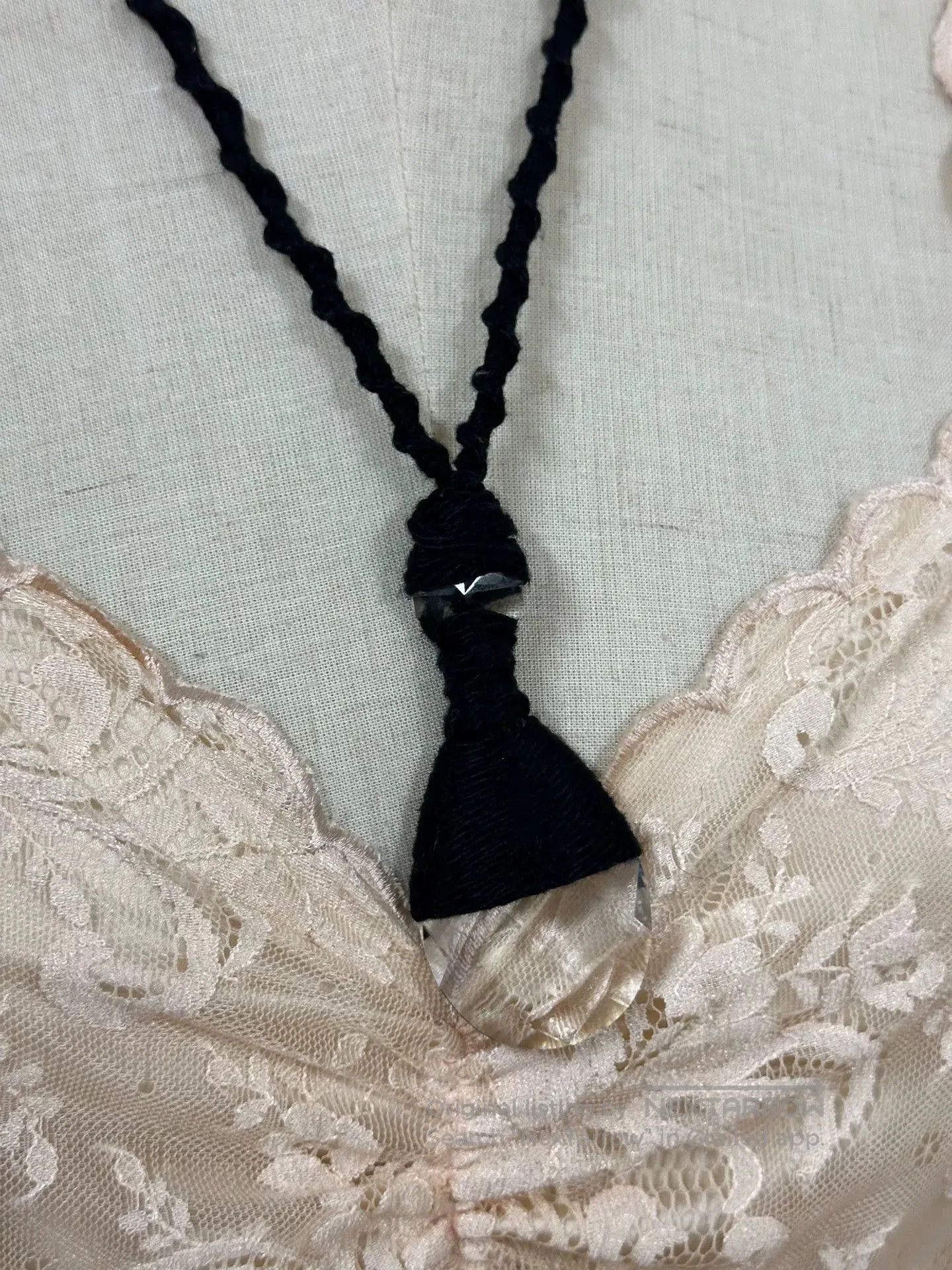 Comme des Garcons Homme Plus adjustable black crystal pendant necklace. Size ONE SIZE - 3 Thumbnail