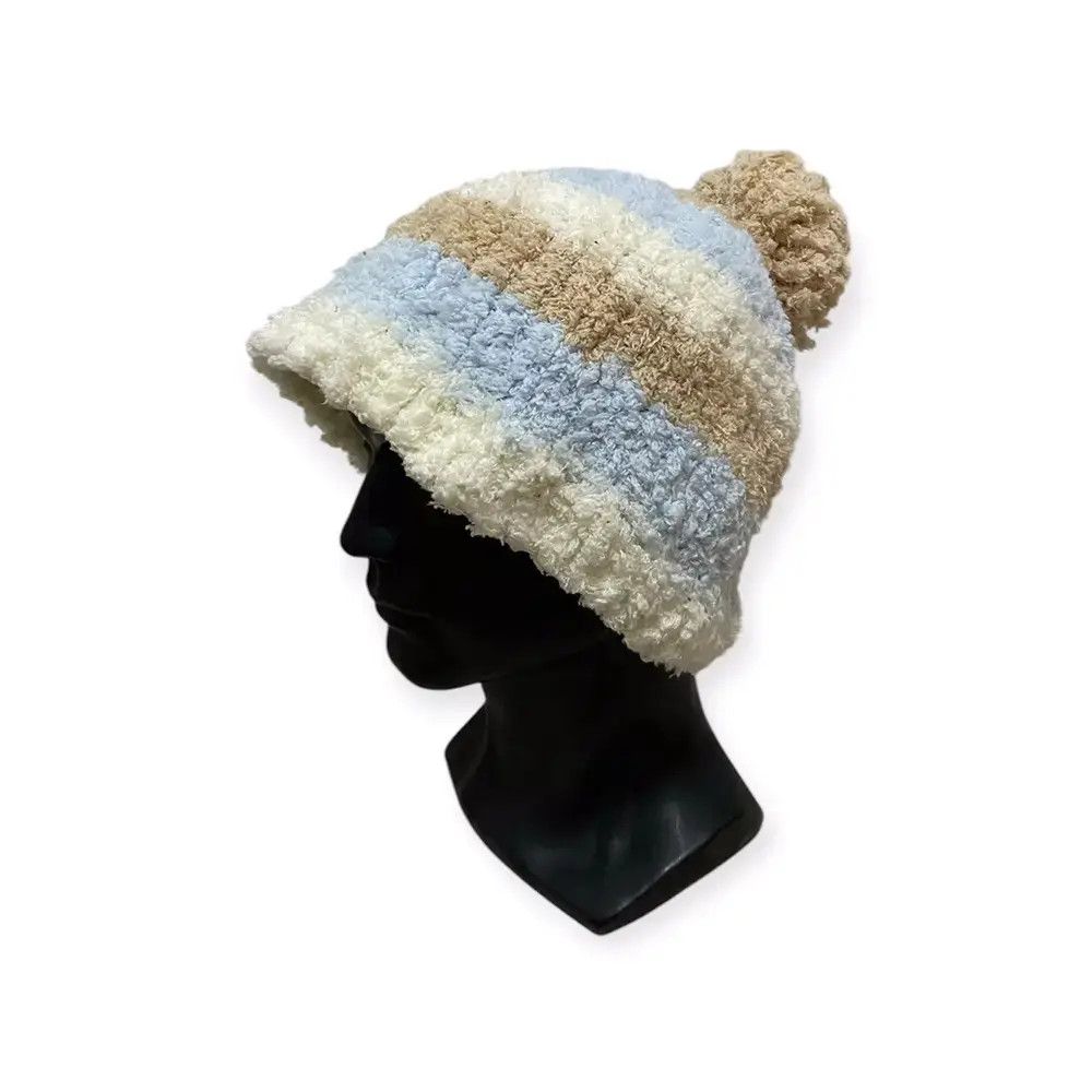 Japanese Brand Stripe Fleece Japanese Brand Beanie Hat Size ONE SIZE - 1 Thumbnail