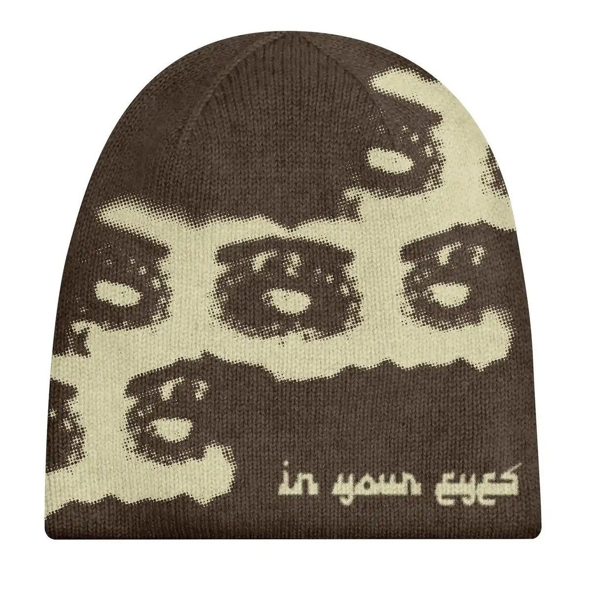 Japanese Brand Y2K Face Printing Knitted Hat Size ONE SIZE - 1 Thumbnail