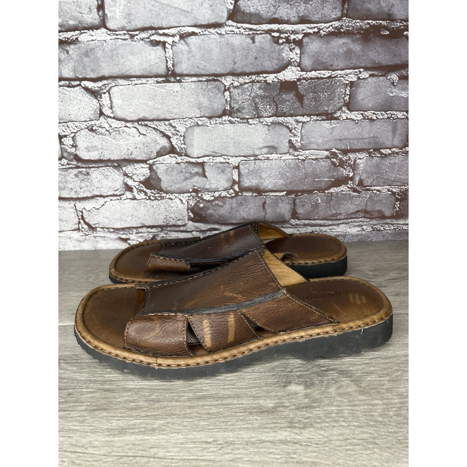 Rockport Rockport Brown Leather Cushion Open Toe Casual Slides Sandal Size US 11 / EU 44 - 13 Thumbnail