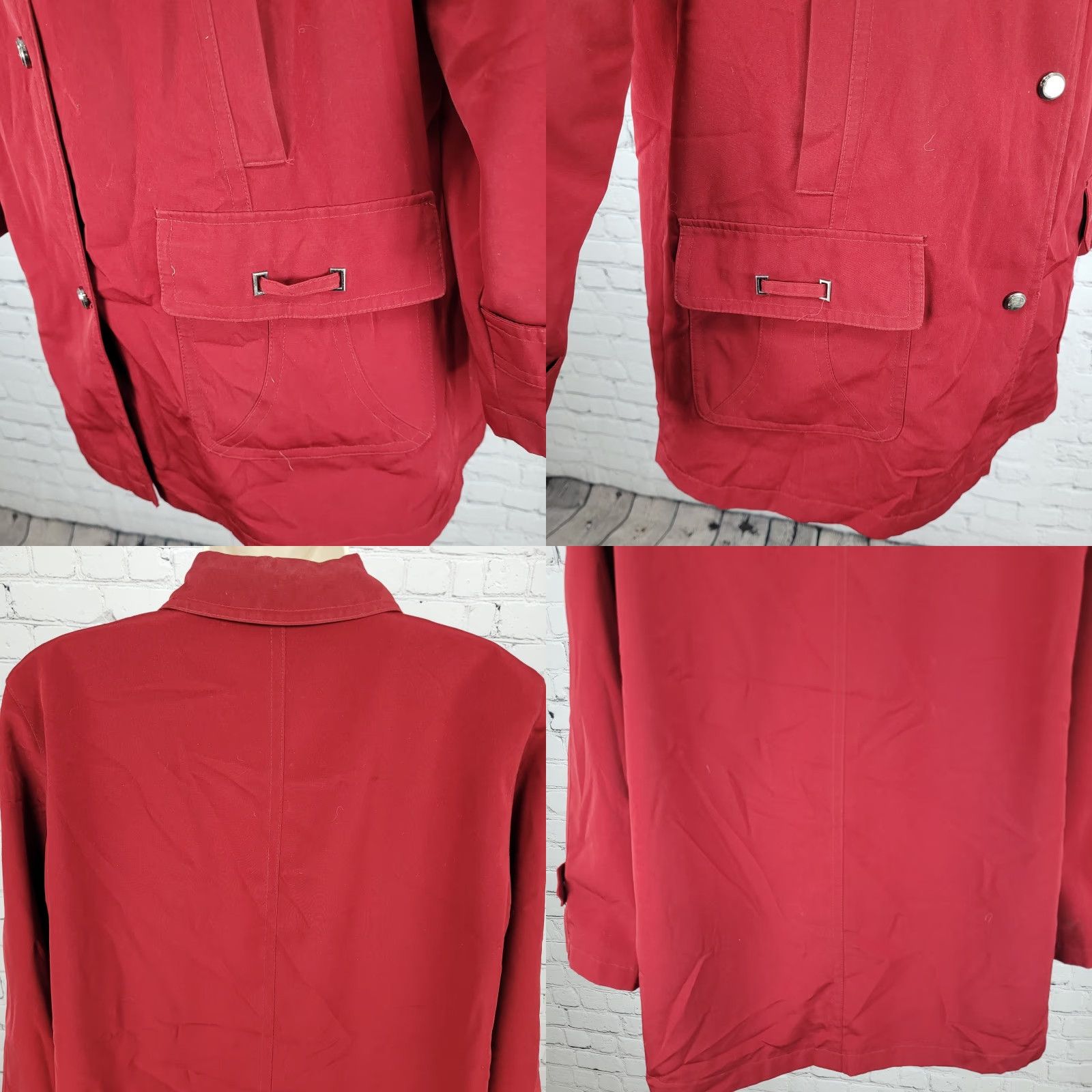 Vintage Gallery Jacket Women M Red Solid Lightweight Collared Pockets Zip Snap Size M / US 6-8 / IT 42-44 - 9 Thumbnail