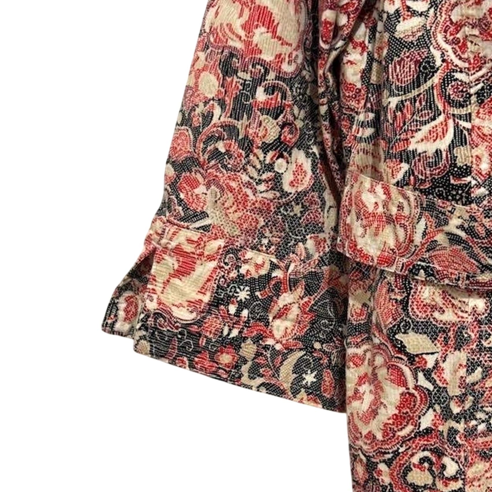Vintage VINTAGE Christopher & Banks Floral Paisley Jacquard Cropped Blazer Jacket PETITE L Pink 3/4 Sleeve Button Front Size L / US 10 / IT 46 - 5 Thumbnail