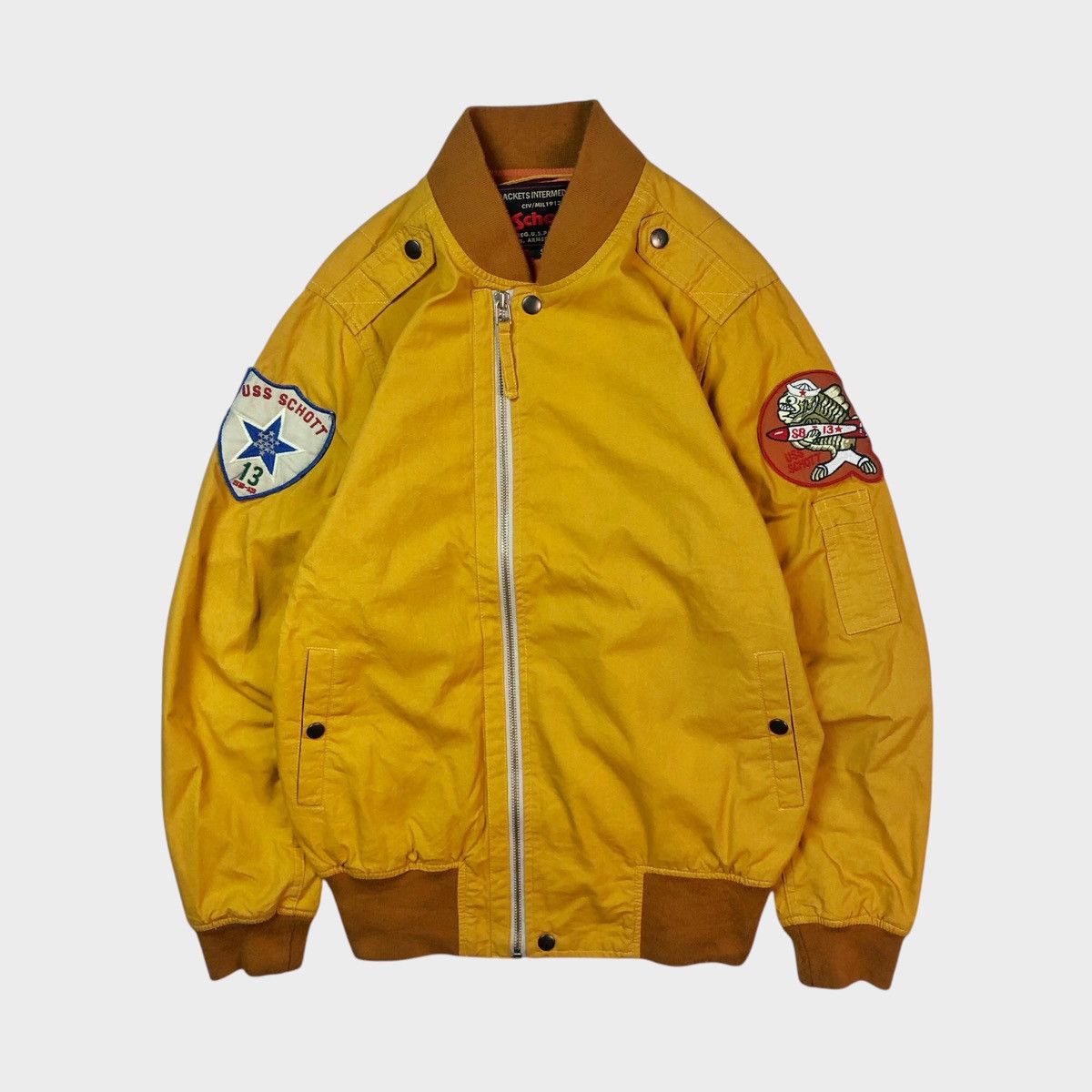Schott × Vintage OFFER ME| Schott Intermediate CIV/MIL1913 Yellow Bomber Size US S / EU 44-46 / 1 - 1 Thumbnail