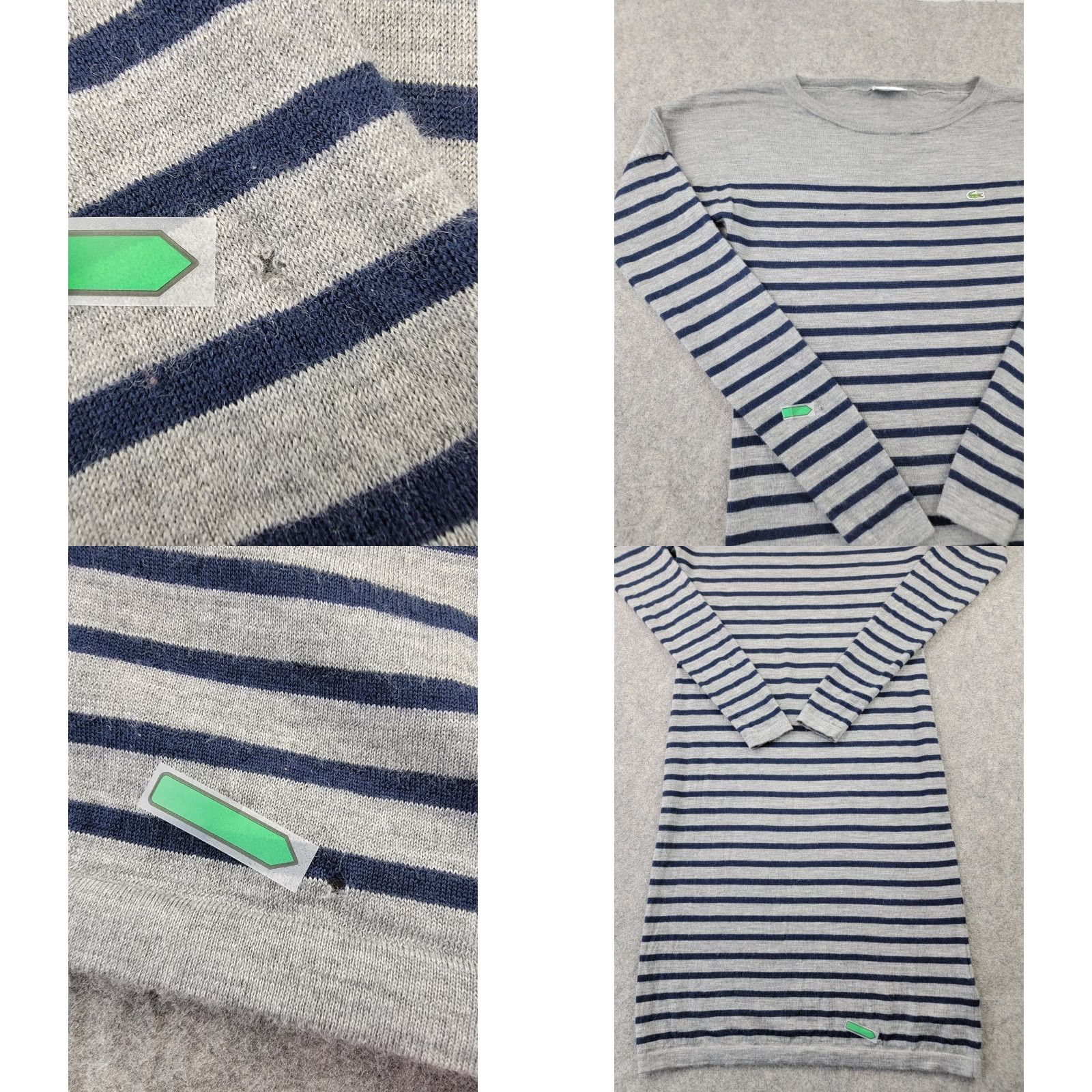 Lacoste VINTAGE Lacoste Sweater Dress Womens 40 Medium Gray Blue Stripe Wool Size M / US 6-8 / IT 42-44 - 8 Thumbnail