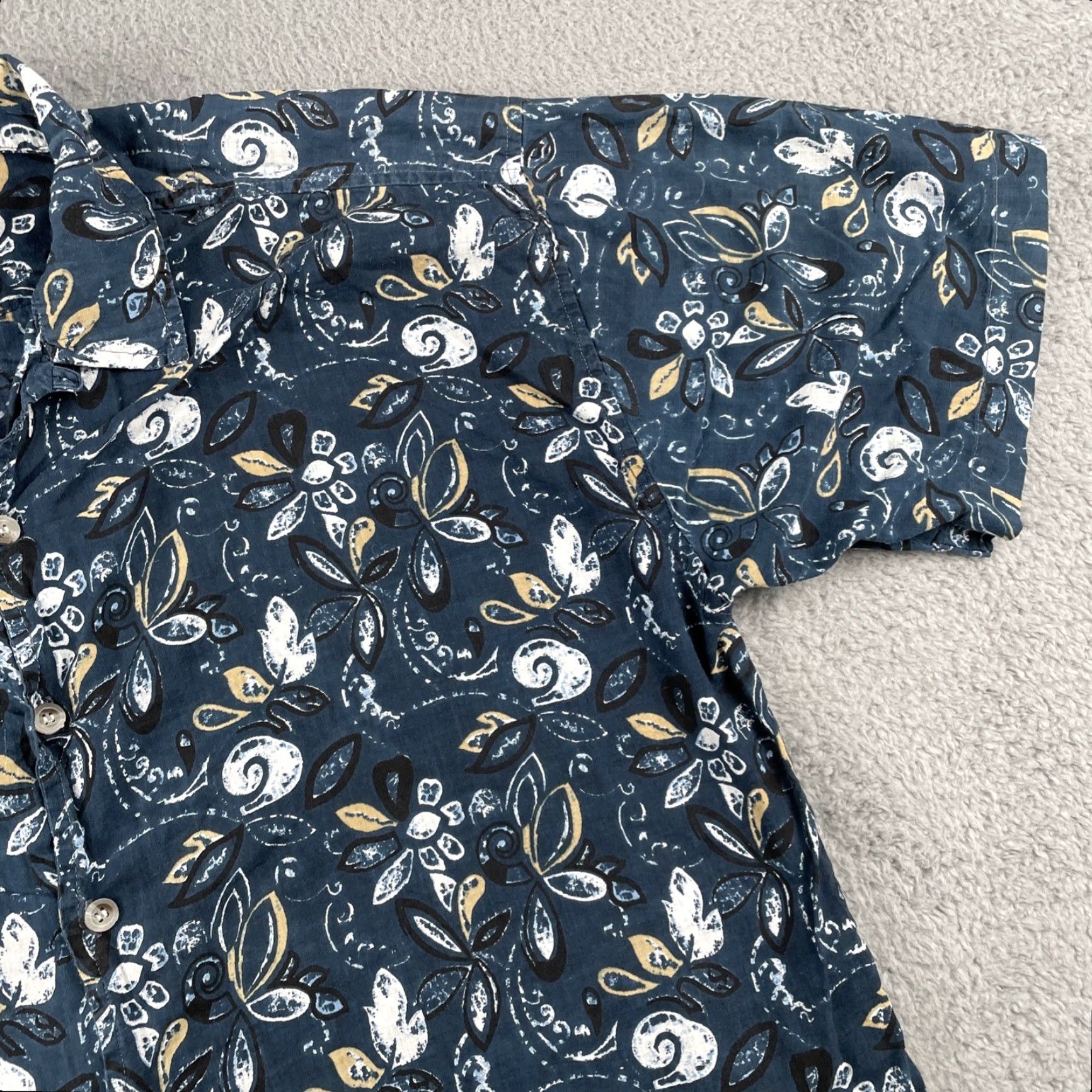 Vintage VINTAGE Natural Stuff Shirt XL Short Sleeve Button-Up Floral Deep Blue X-Large Boys Men Womens Size US XL / EU 56 / 4 - 5 Thumbnail