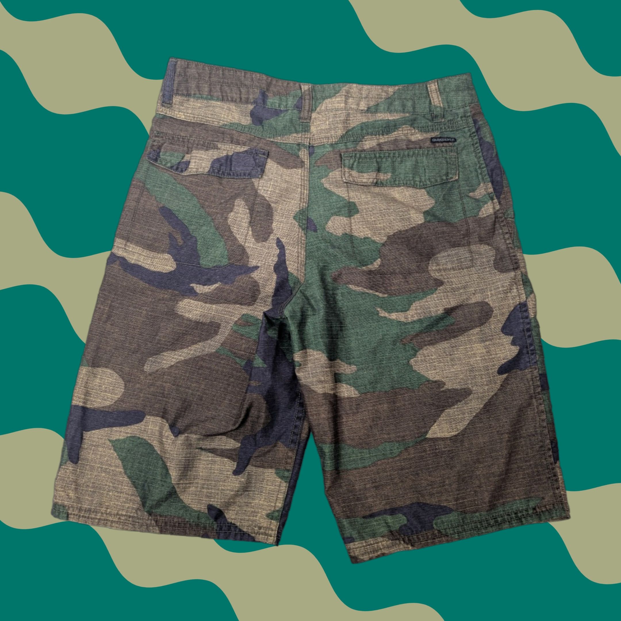 Quiksilver Quiksilver Amphibian Board Shorts Men Size 29 Camouflage Outdoor Beach Utility Chino Pocket Zipper Logo Regular Size US 29 - 1 Thumbnail