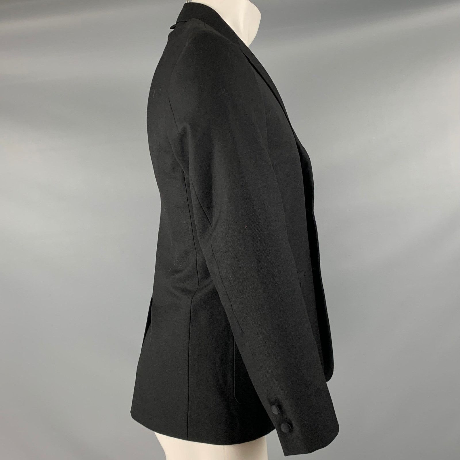 Brooks Brothers Black Fleece BLACK FLEECE Size 38 Black Wool Notch Lapel Sport Coat Size 38R - 2 Thumbnail