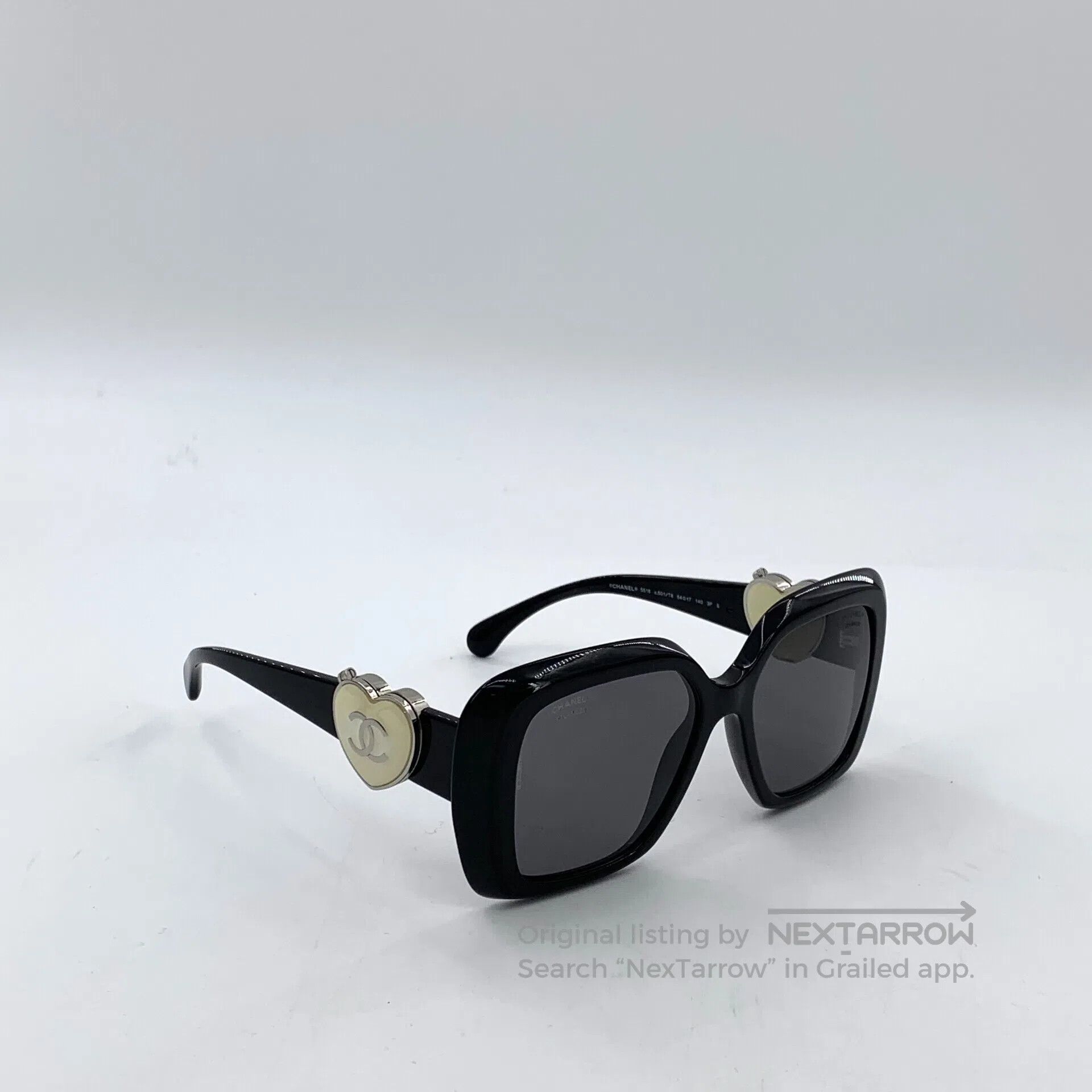 Chanel Chanel Black Logo Heart Decoration Square Frame Sunglasses Size ONE SIZE - 3 Thumbnail