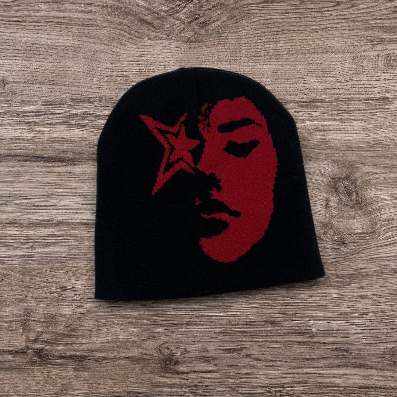 Other Black Red Opium Punk Knit Hat Face Star ALT one size Size ONE SIZE - 1 Preview