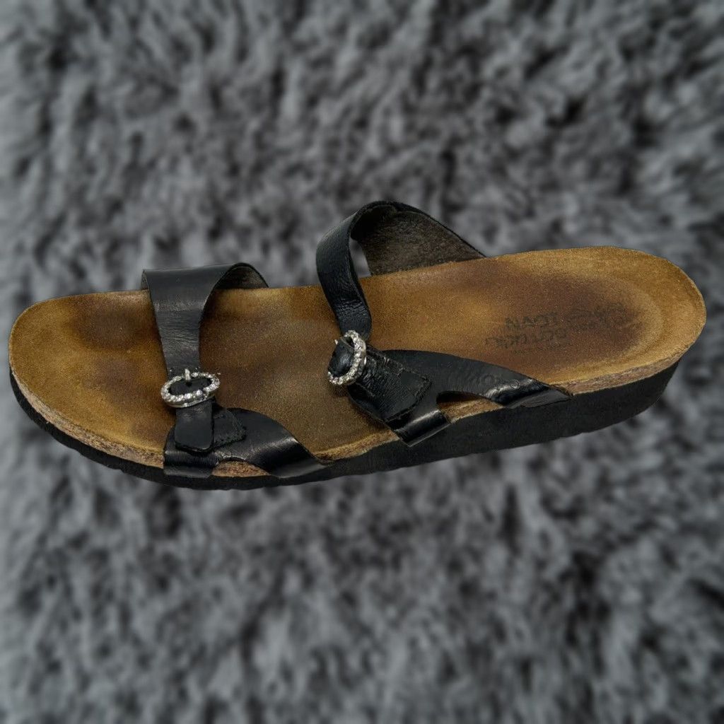 Vintage Naot Black Leather 2 Strap Slide Sandals Women's Size 9.5 EU 42 Size US 12 / IT 42 - 1 Thumbnail