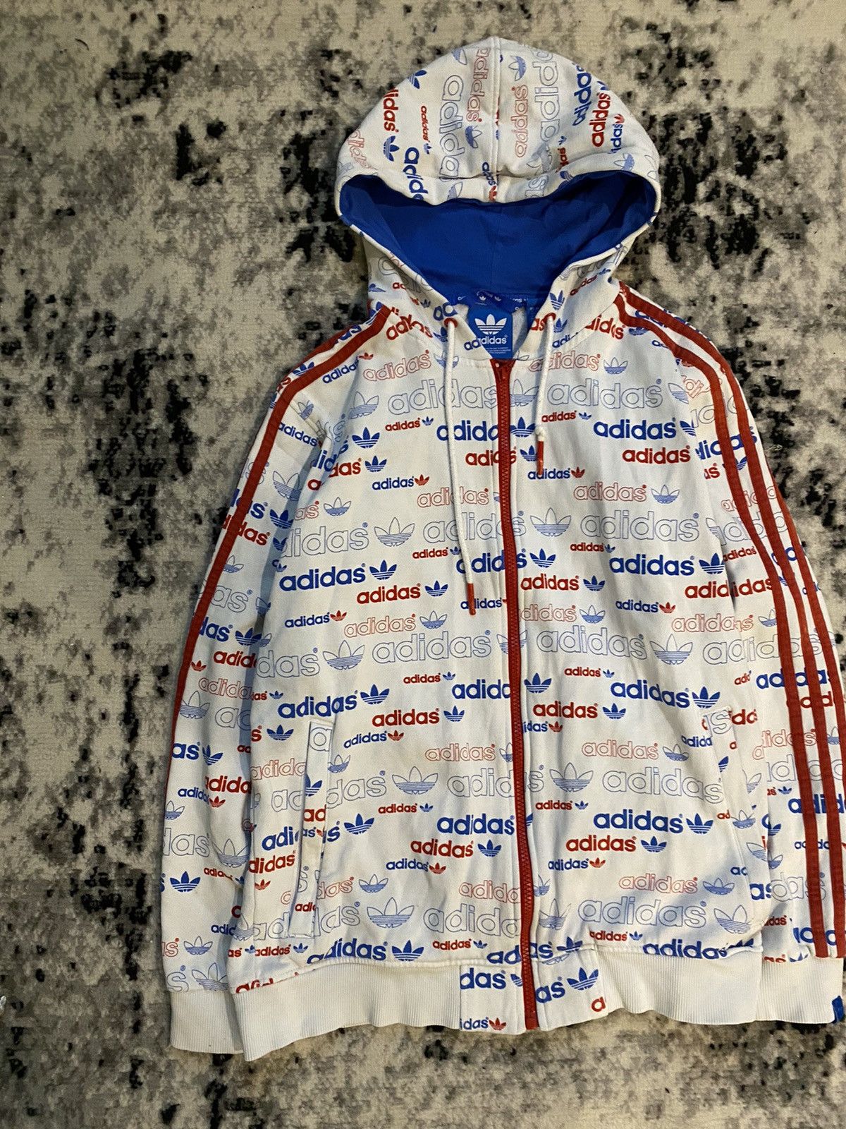 Adidas × Vintage Vintage Adidas Zip Hoodie Monogram S Size Size US S / EU 44-46 / 1 - 3 Thumbnail