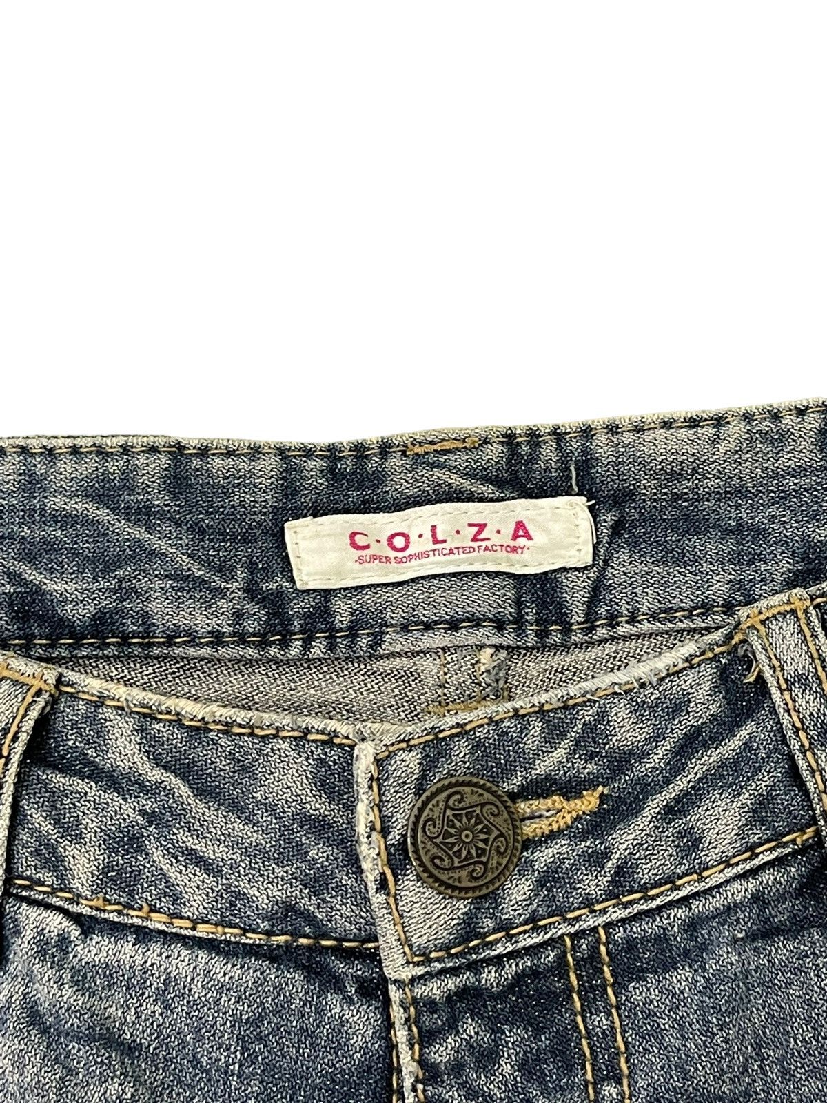 Japanese Brand Flare Jeans Colza Distress Low Rise Boot Cut 7🟦4 Size US 29 - 9 Thumbnail