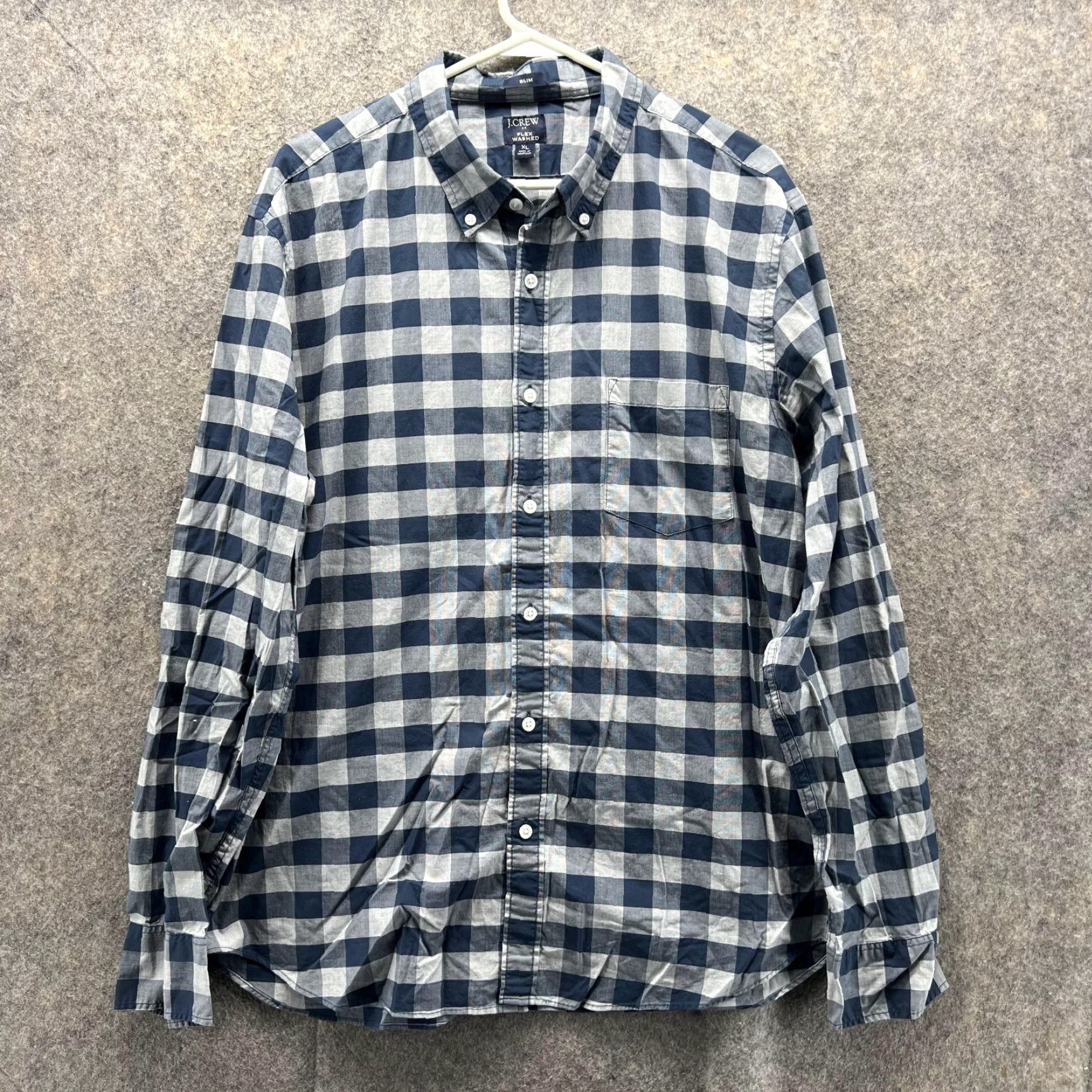 J.Crew J.CREW Shirt Men XL Blue Checkered Button-Down Slim Flex Washed Vintage Size US XL / EU 56 / 4 - 2 Thumbnail