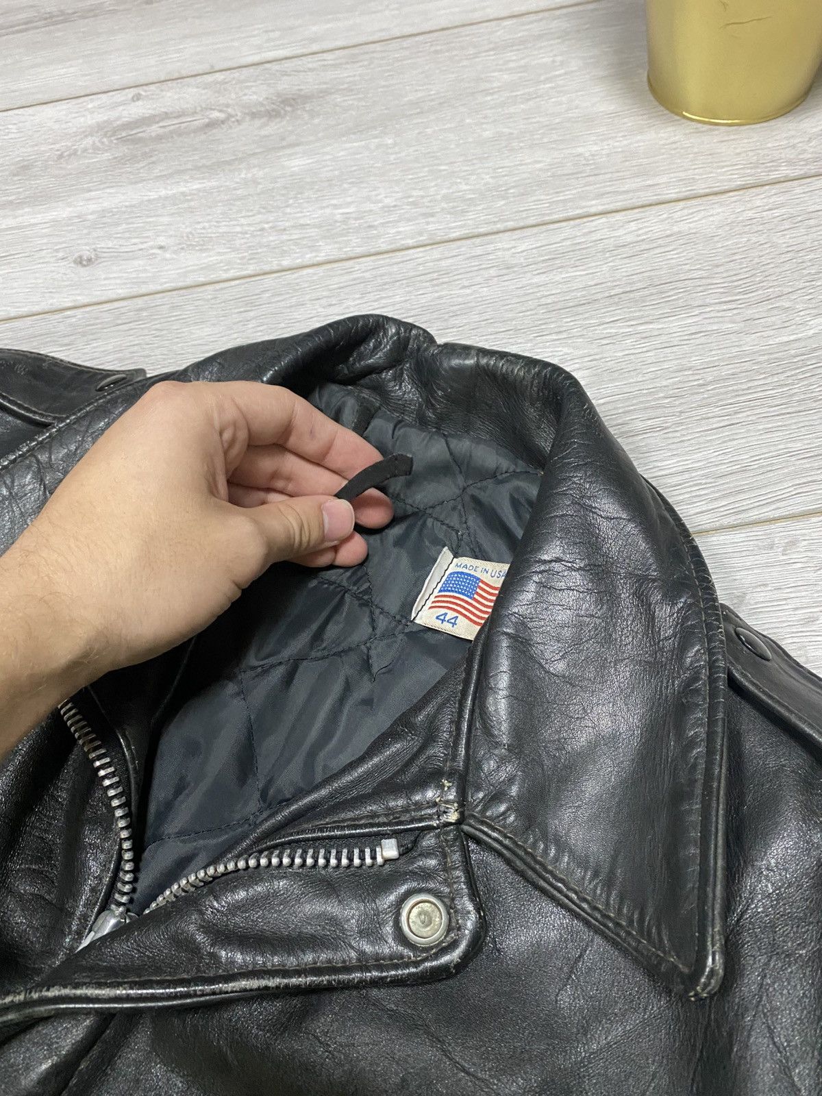 Schott Schott Perfect USA vintage leather jacket 90s Size US S / EU 44-46 / 1 - 13 Thumbnail