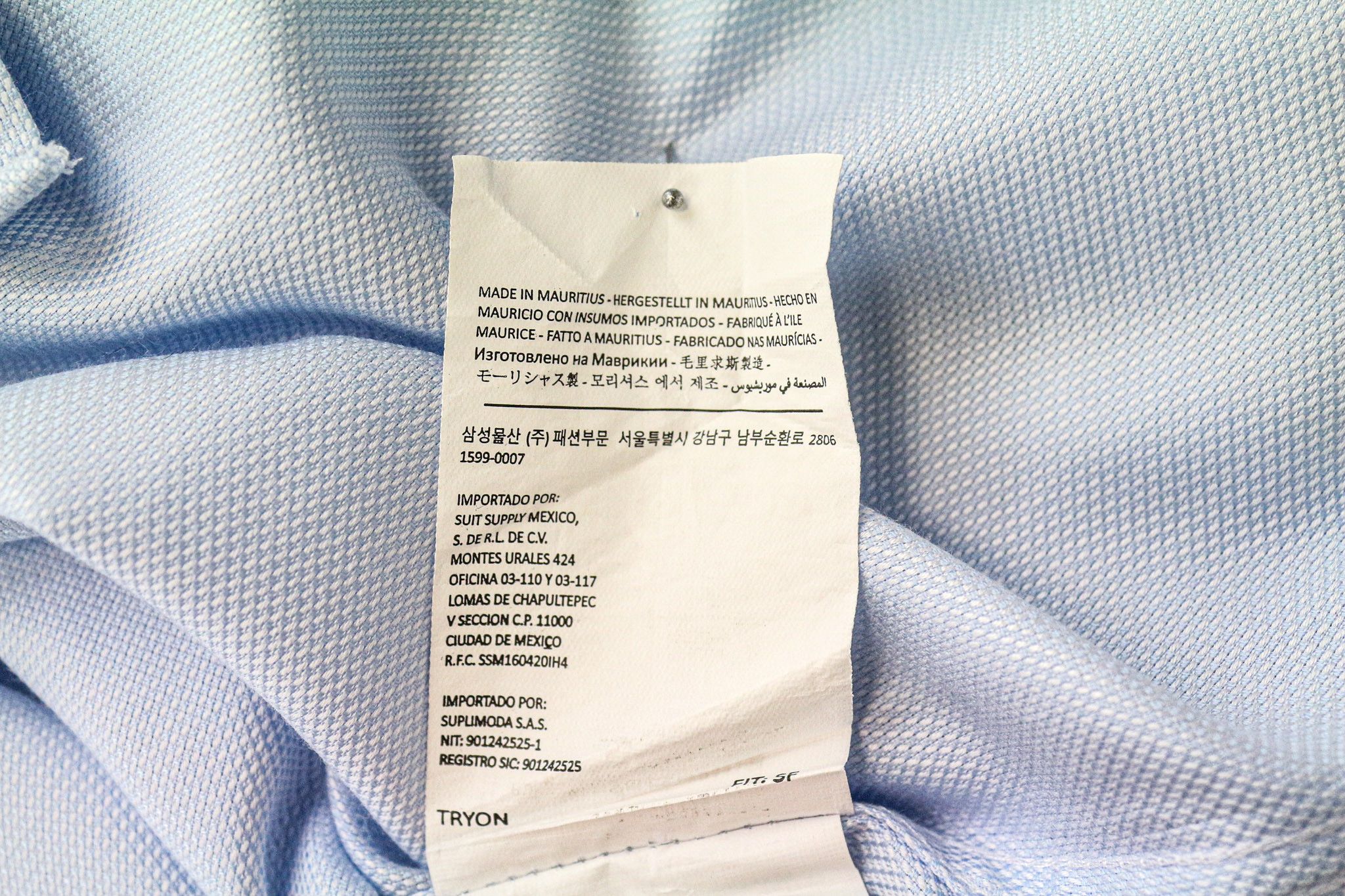 Suitsupply 36/14 Slim Blue Cotton Button-Up Shirt 76118 Size 36R - 7 Thumbnail