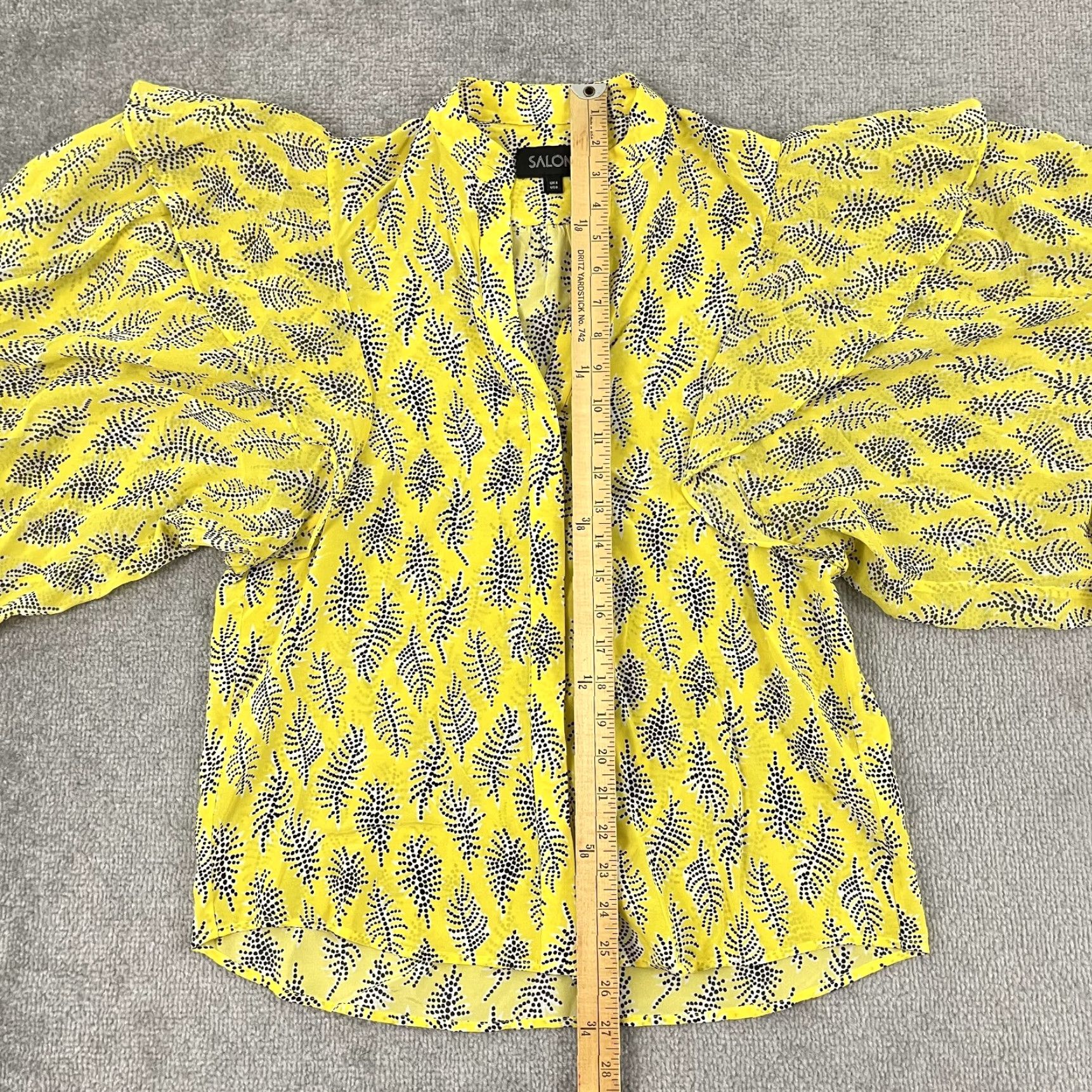 Vintage SALONI Yellow Silk Chiffon Button-Up Shirt Top Womens Size 0 Ruffle 3/4 Sleeve Casual Classic Size XS / US 0-2 / IT 36-38 - 3 Thumbnail