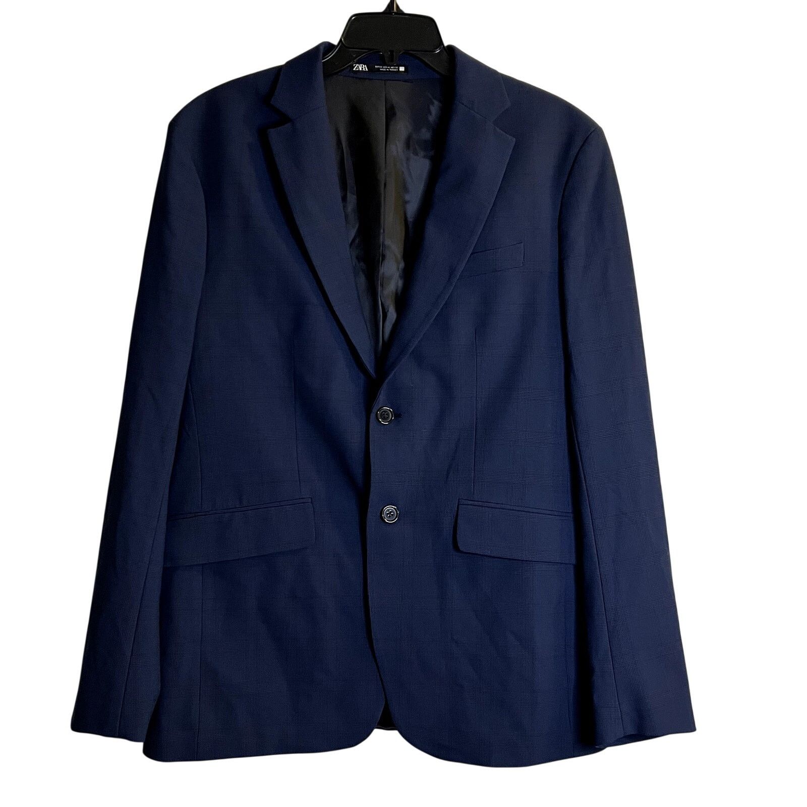 Zara Zara Men's Navy Blue 2-Button Viscose Blazer Jacket Size US M / EU 48-50 / 2 - 1 Thumbnail