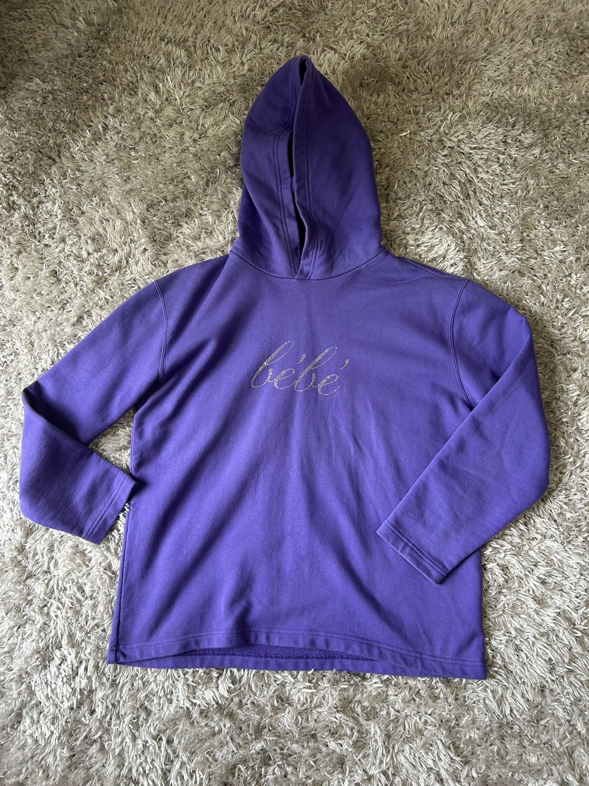 Balenciaga Womens Bebe Cropped Hoodie Purple