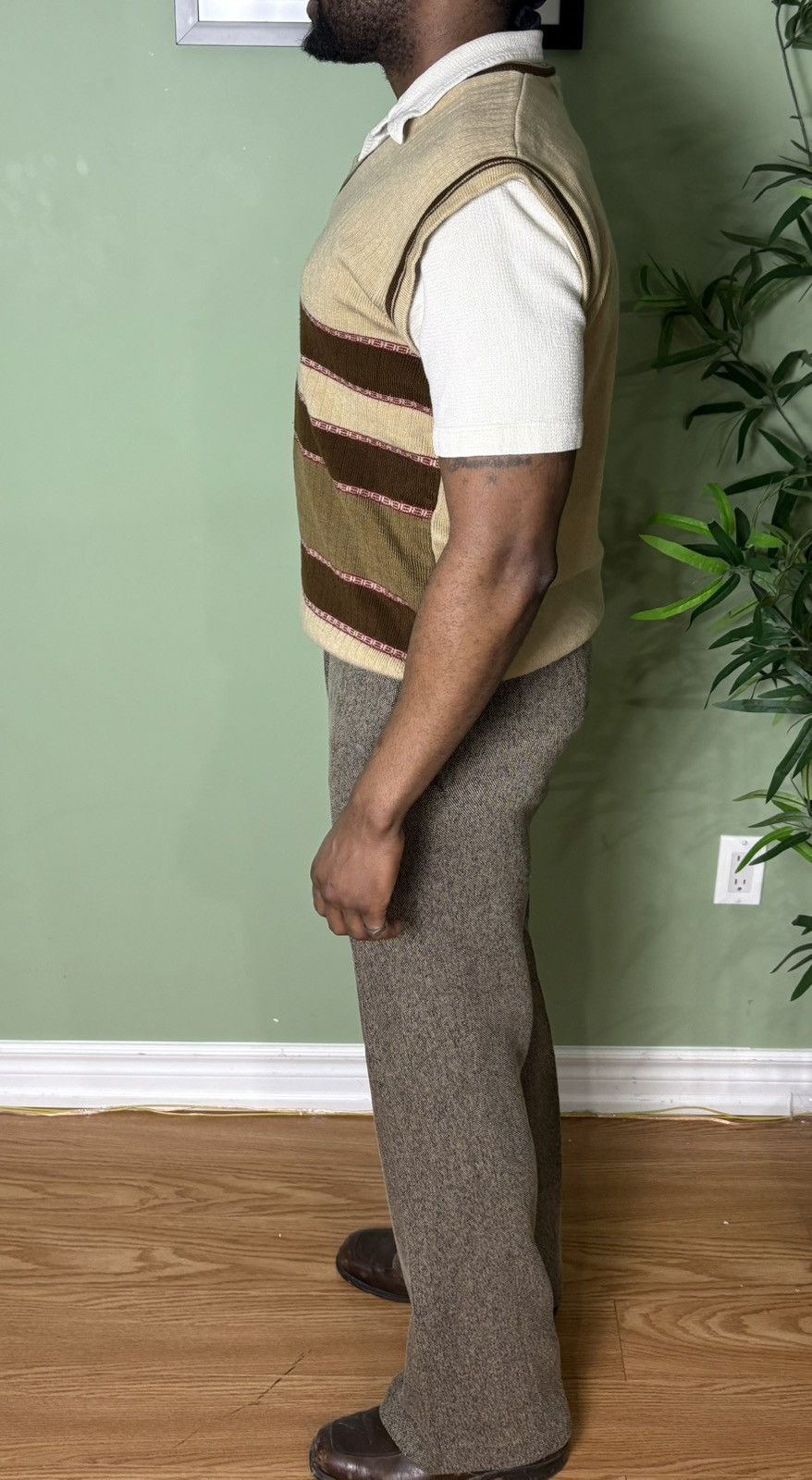 Vintage Vintage Beige Sweater Vest Size US L / EU 52-54 / 3 - 3 Thumbnail