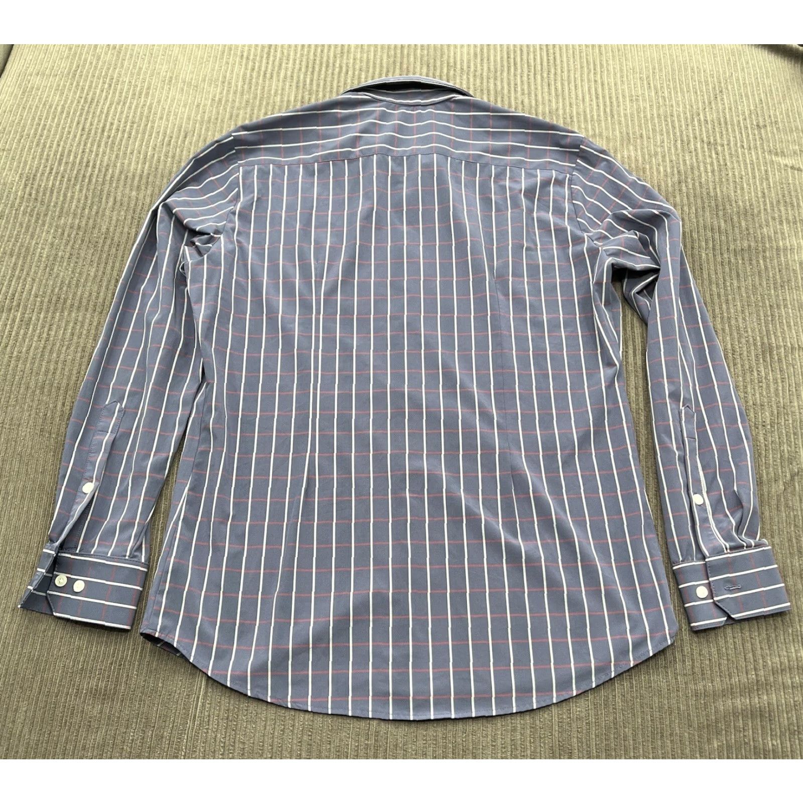 Mizzen+Main Mizzen & Main Shirt Men Trim Fit Large Purple White Striped Polyester Button-Up Shirt - Multicolor, Long Sleeve, Collared, Regular Size L, Mens Size US L / EU 52-54 / 3 - 2 Thumbnail