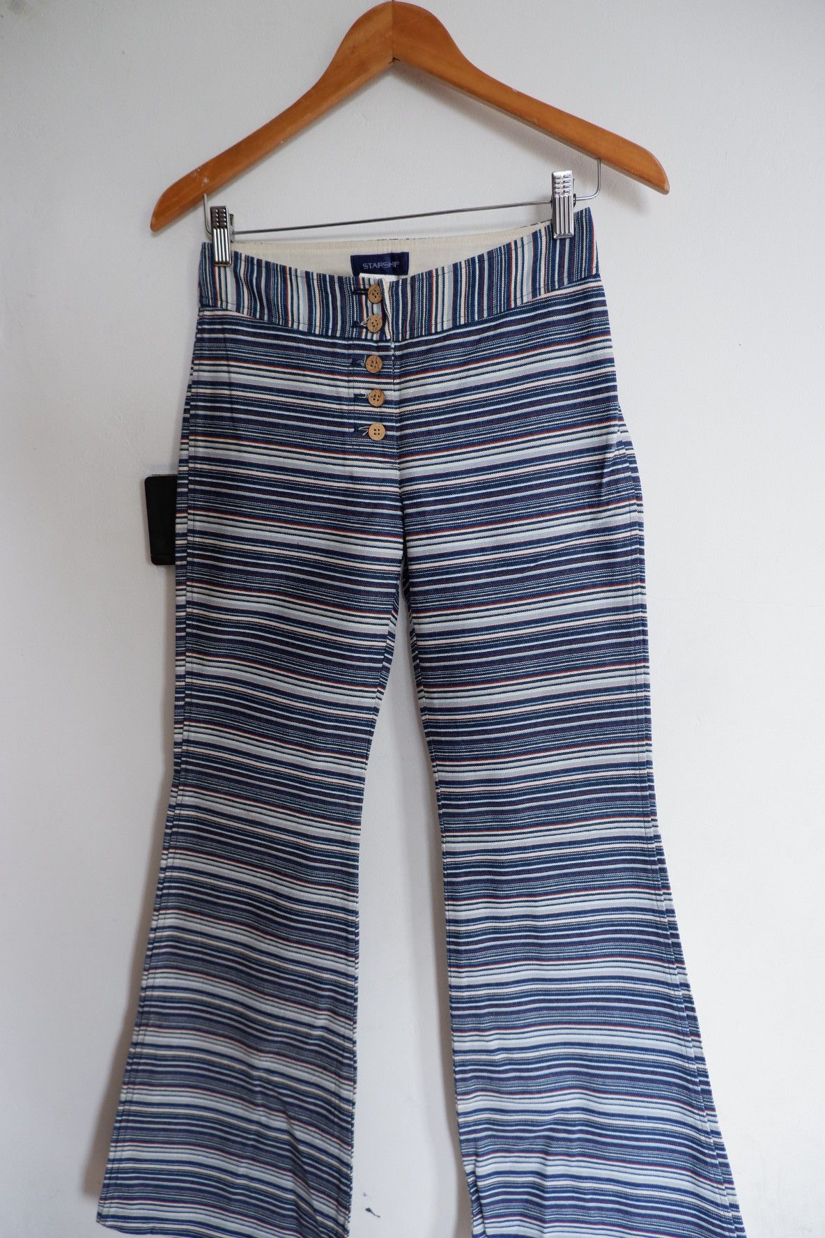 Japanese Brand Vintage Starship Japan Flare Linen Jeans Size 25" / US 0 / IT 36 - 3 Thumbnail