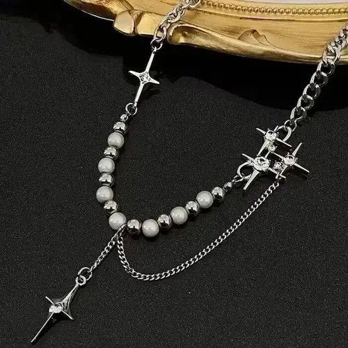 Other Electro Chain Crystal Stone Silver Abstract Star Pop Fantasy Size ONE SIZE - 2 Thumbnail