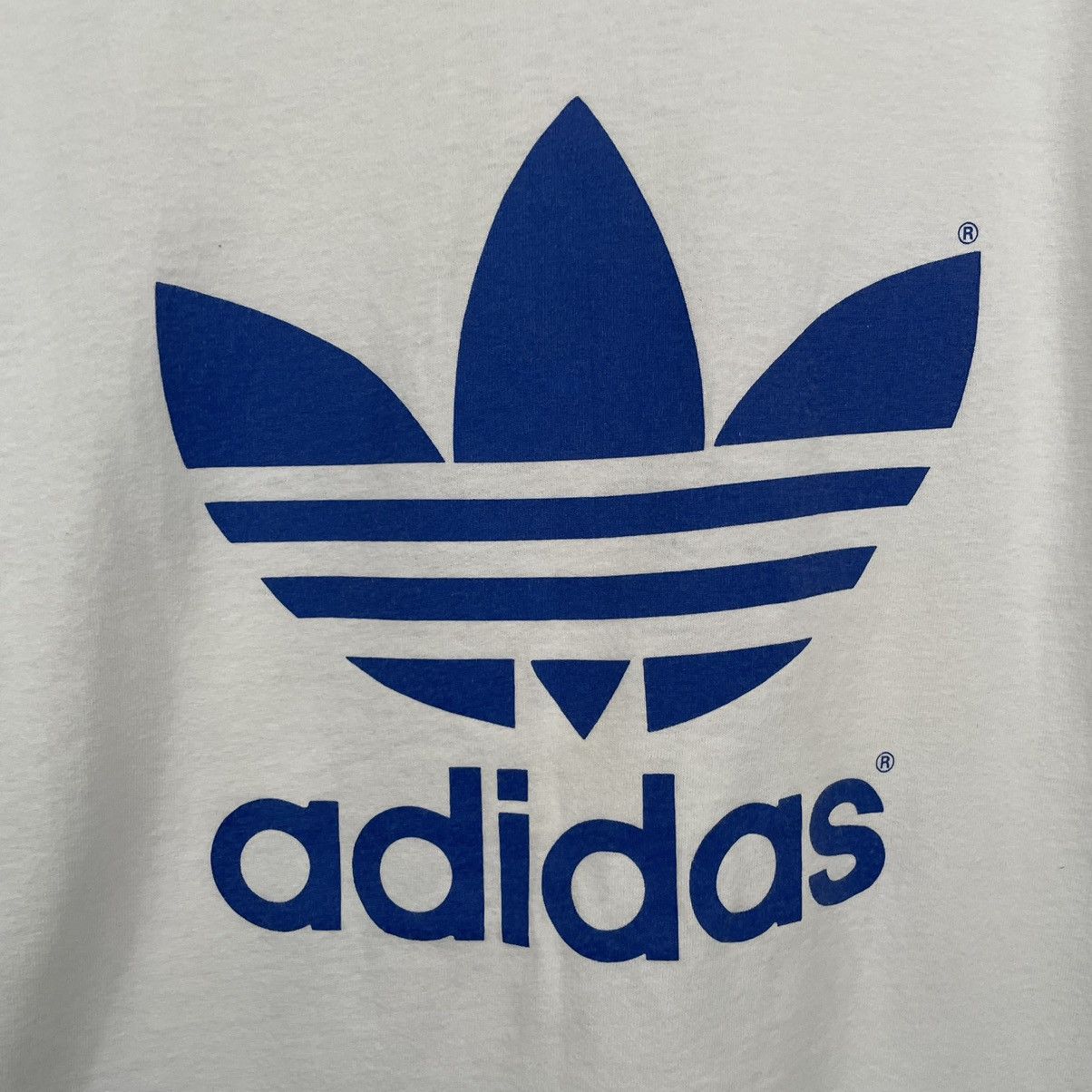 Adidas × Vintage 1990s Adidas Trefoil Big Logo Double Sided Graphic T Shirt Size US L / EU 52-54 / 3 - 6 Thumbnail