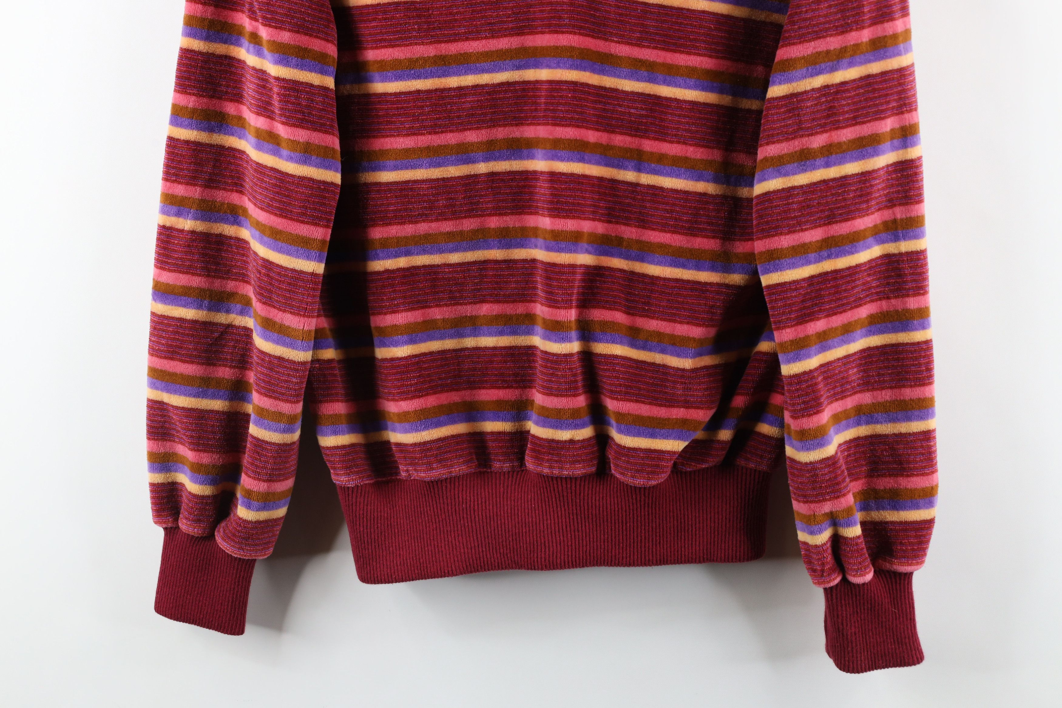 Vintage Vintage 90s Streetwear Striped Velour V-Neck Sweater USA Size M / US 6-8 / IT 42-44 - 3 Thumbnail