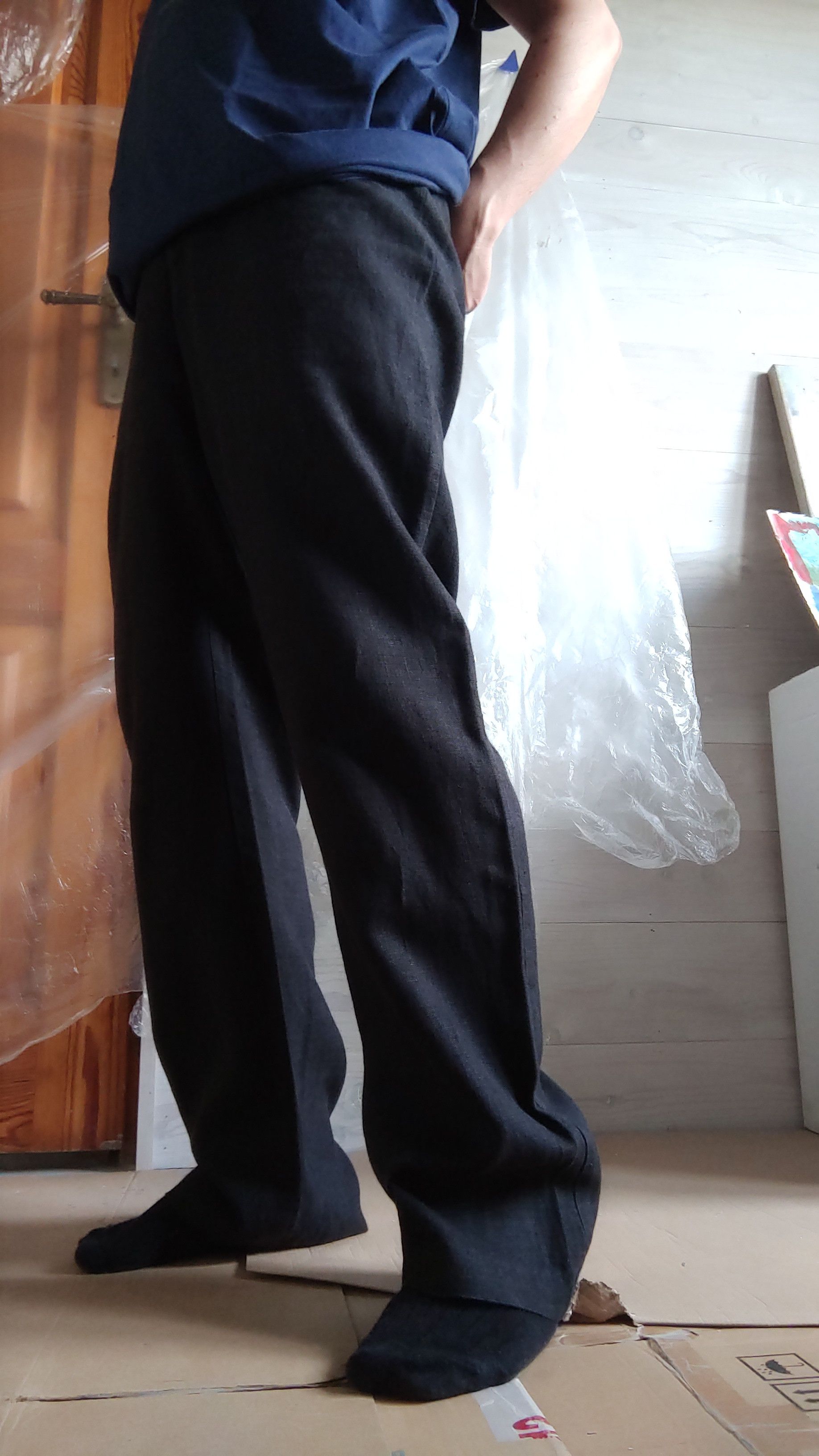 Vintage 100% Linen Vintage Pants High Waist Minimal y2k Wide Flared Size US 31 - 14 Thumbnail