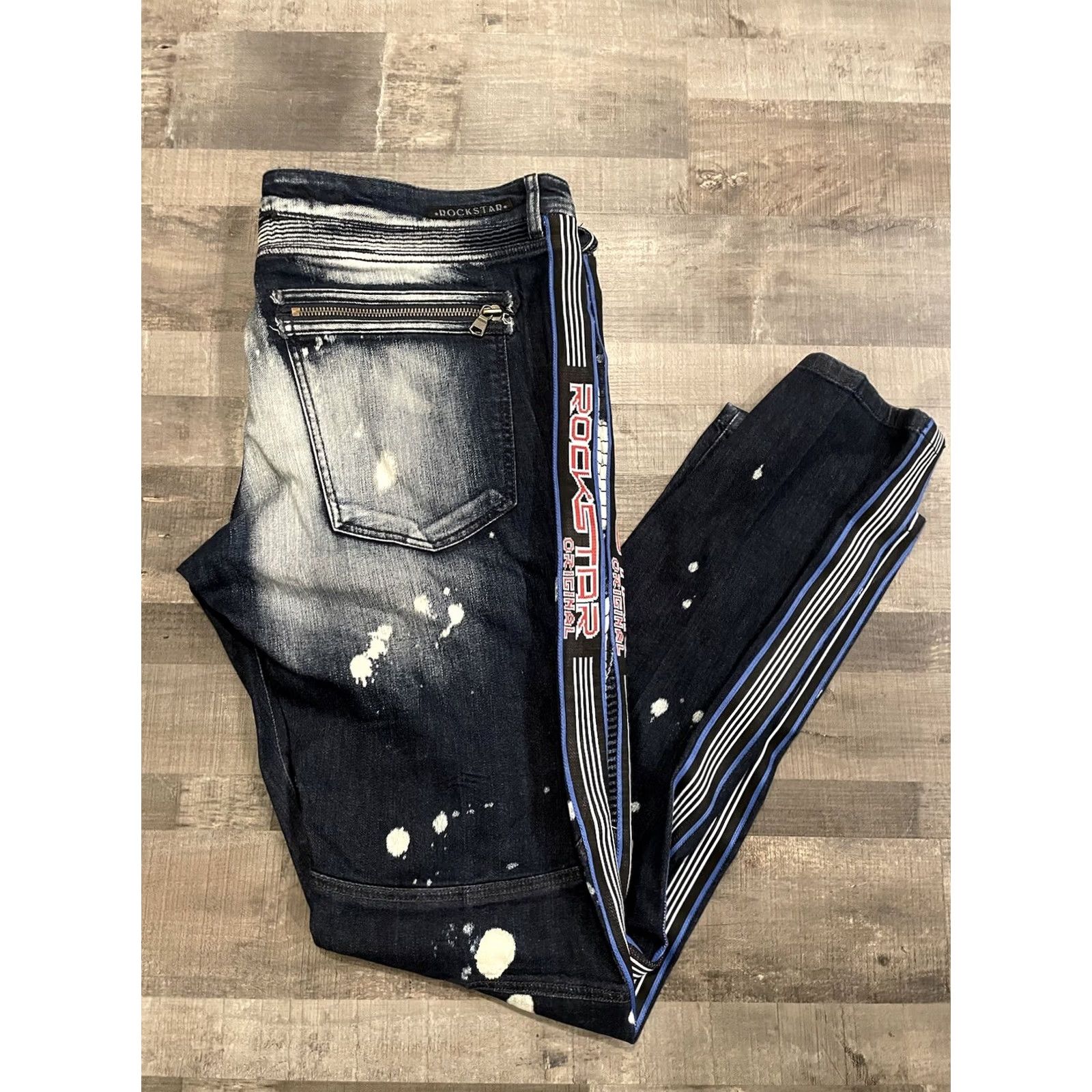Vintage VINTAGE Rockstar Jeans Men 90s Hip Hop Distressed Cotton Denim Straight Zipper Button 42x36 Blue Regular 90s Theme Size US 42 / EU 58 - 2 Thumbnail