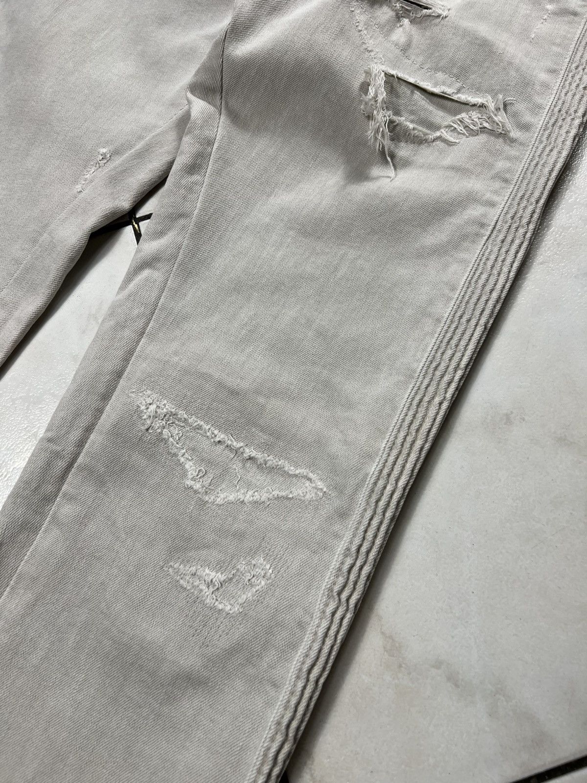 Balmain Archive Balmain biker beige distressed denim pants zippers Size US 34 / EU 50 - 8 Thumbnail