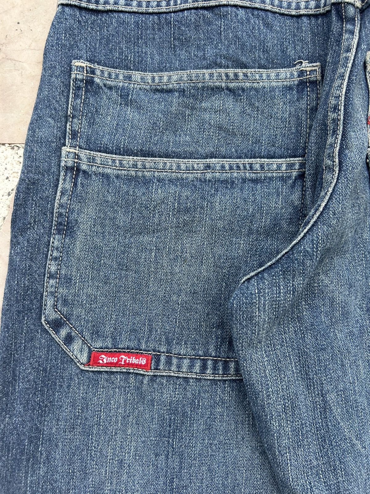 JNCO Jnco Tribal Vintage Spider Wide Leg Denim Blue Size US 30 / EU 46 - 6 Thumbnail