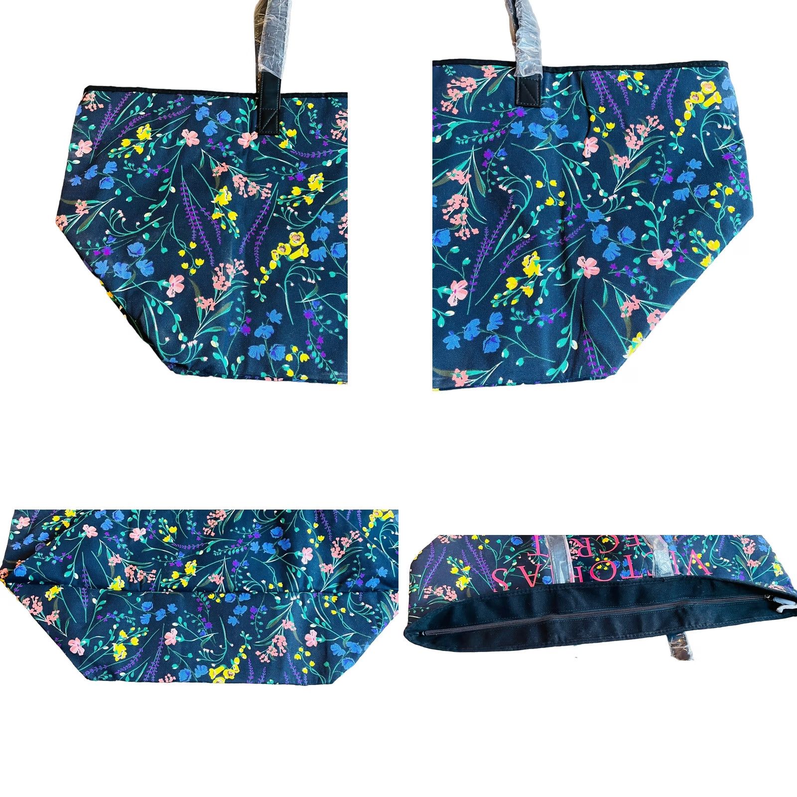 Victoria's Secret Victoria's Secret Weekender Tote Women's Floral NWT Blue Flowers Travel Bag, LG, Multicolor Linen/Cotton Canvas, Zip Closure, 25x13x7 in Size ONE SIZE - 10 Thumbnail