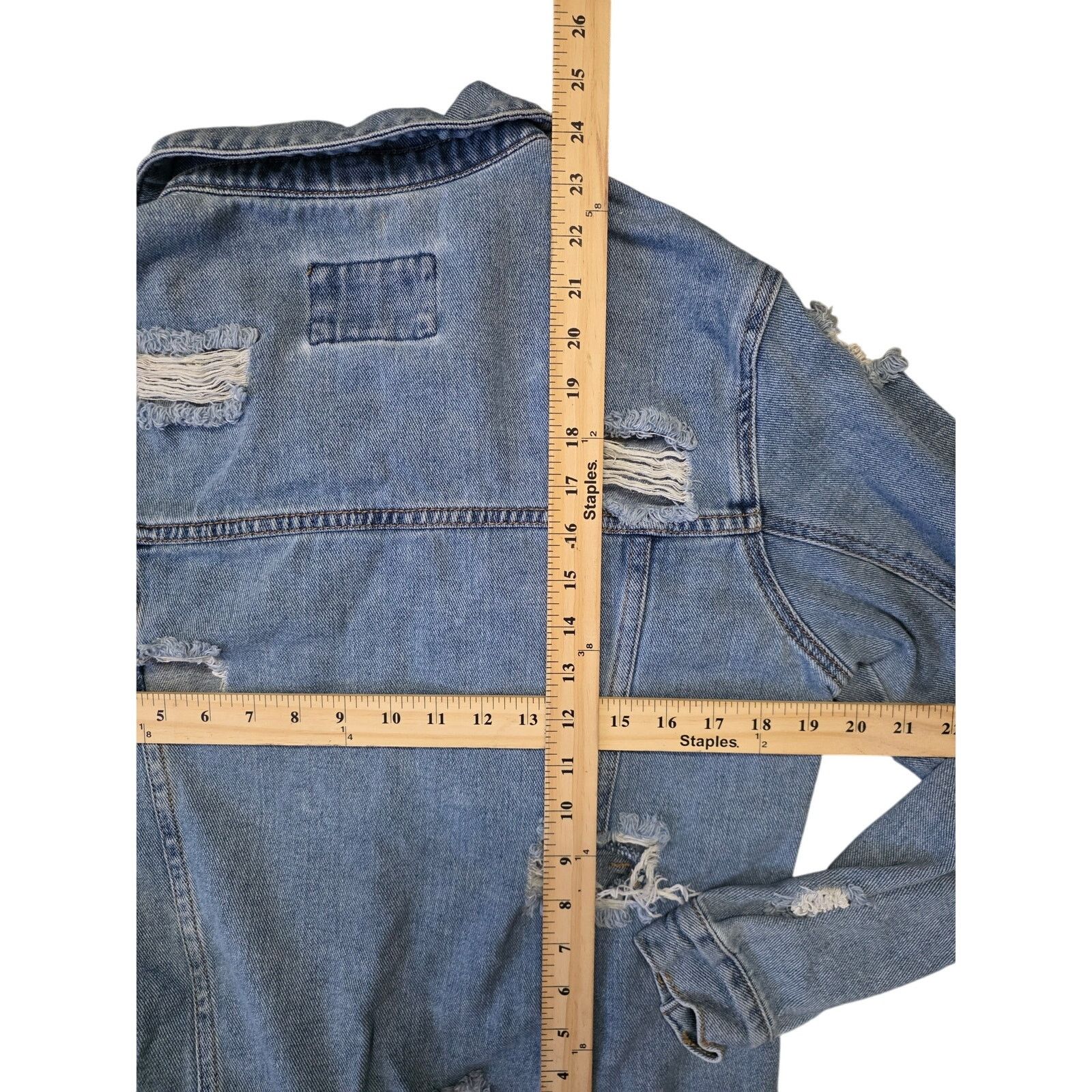 Forever 21 Forever 21 Los Angeles Distressed Denim Jacket Womens M Blue Size M / US 6-8 / IT 42-44 - 6 Thumbnail