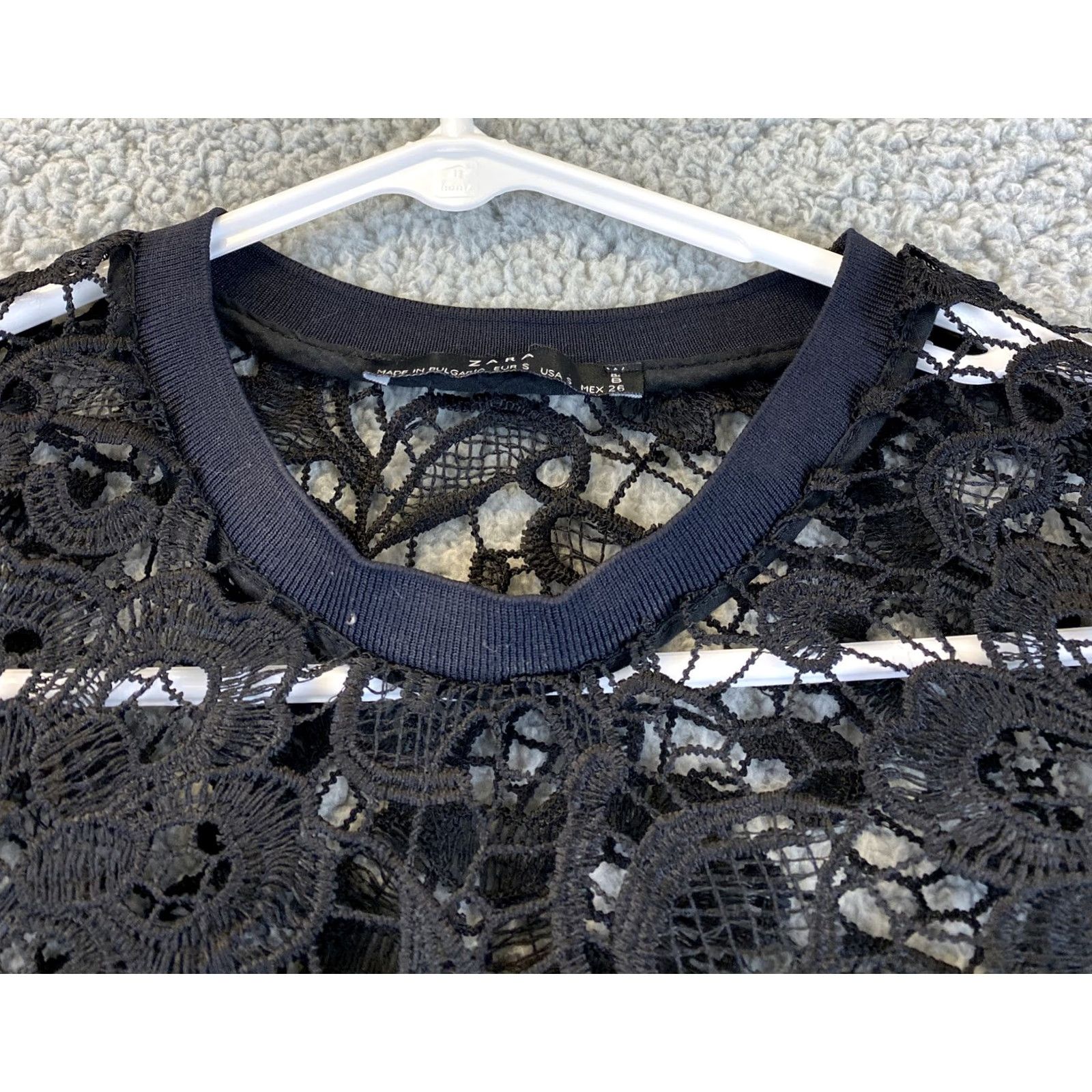 Zara Zara Blouse Shirt Womens S Black Lace Short Sleeve V-Neck Breathable Casual Bohemian Festival Spring Summer Regular Kirk Size S / US 4 / IT 40 - 4 Thumbnail