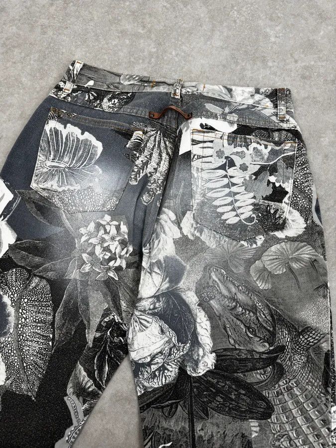 Roberto Cavalli Just Cavalli Black & White Floral Printed Pants Size 26" / US 2 / IT 38 - 7 Thumbnail
