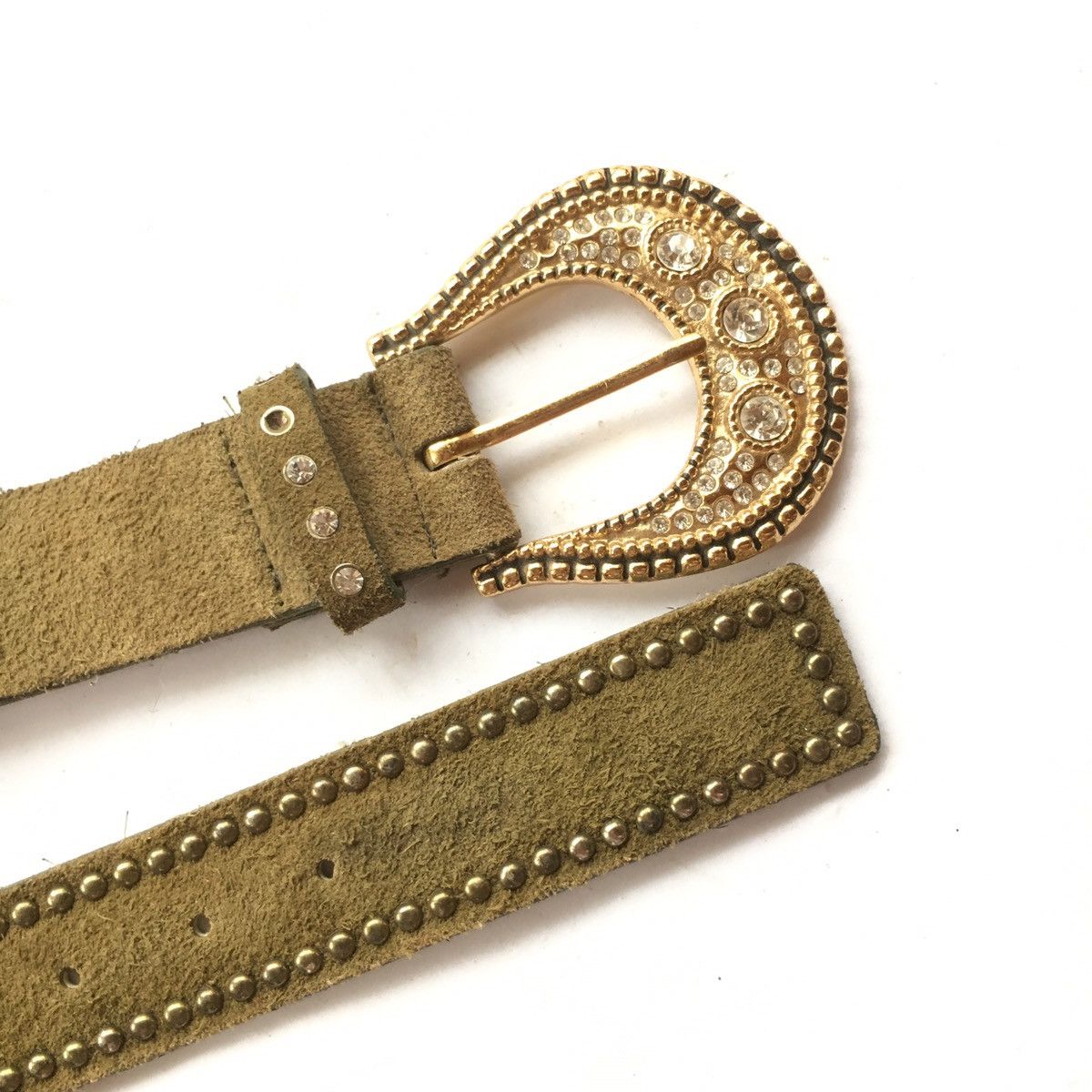 If Six Was Nine × Japanese Brand × Le Grande Bleu (L.G.B.) Green suede studded belt Size ONE SIZE - 5 Thumbnail