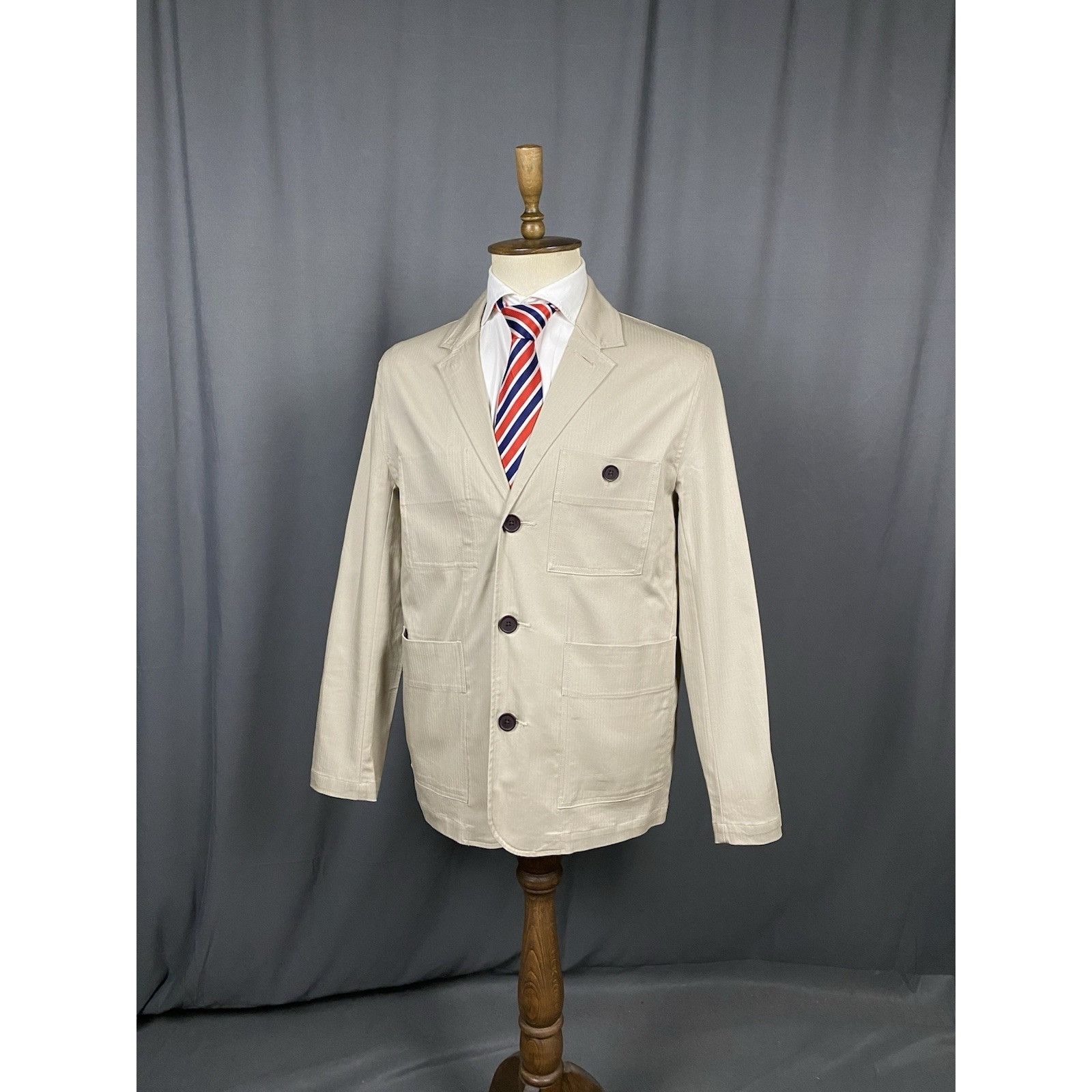 Folk MINT! Folk Men's Beige Multipocket Workwear Blazer Sportcoat Size US M / EU 48-50 / 2 - 5 Thumbnail