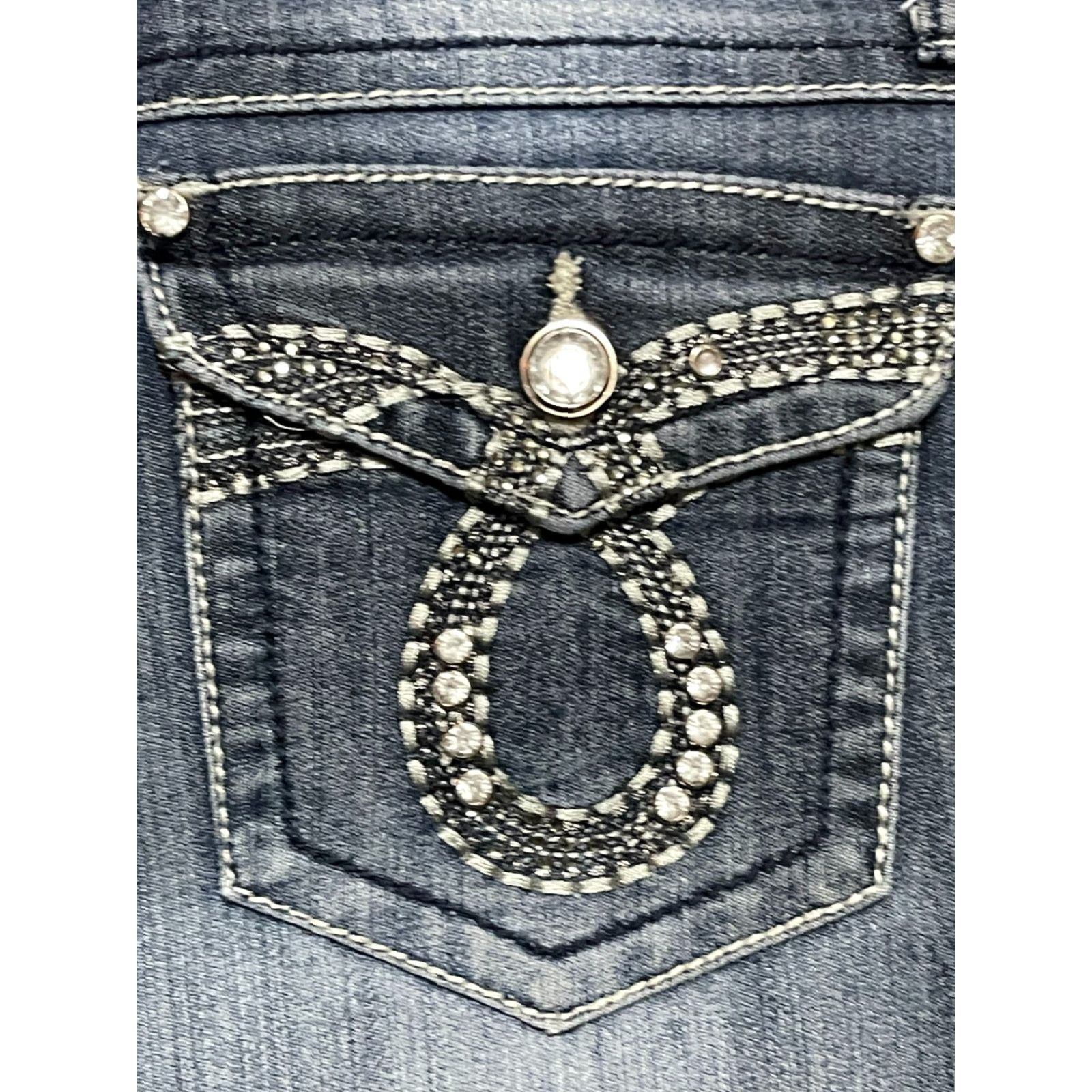 Vintage Earl Jean Jeans Women's 8 Blue Denim Straight Jeweled Pockets Jeans Belt Loop Pockets Regular Rise Vintage No Size 30" / US 8 / IT 44 - 4 Thumbnail