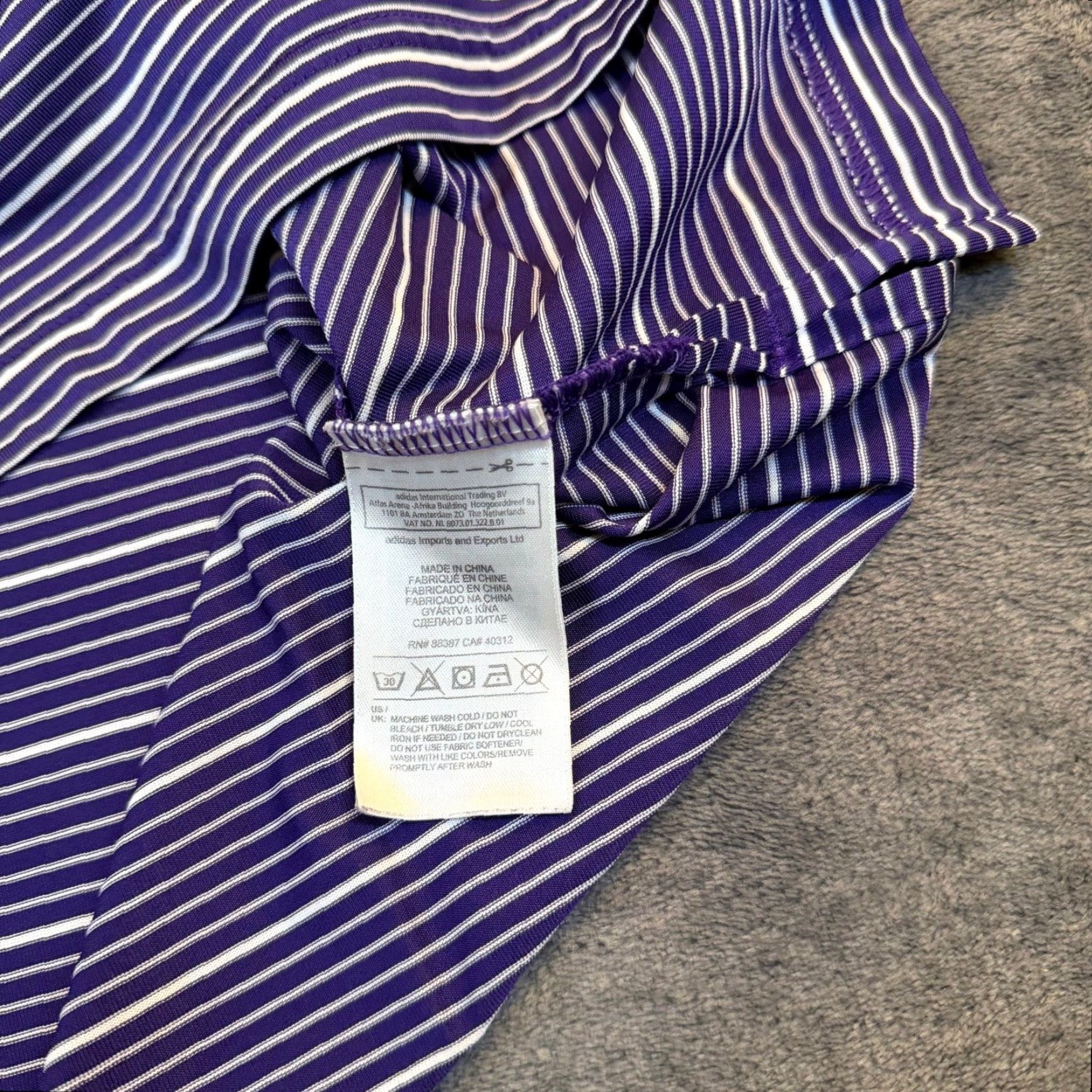 Adidas Adidas Polo Shirt Mens M Purple White Striped Climalite Golf Breathable Quick Dry Athletic Casual Sports Shirt Size US M / EU 48-50 / 2 - 7 Thumbnail