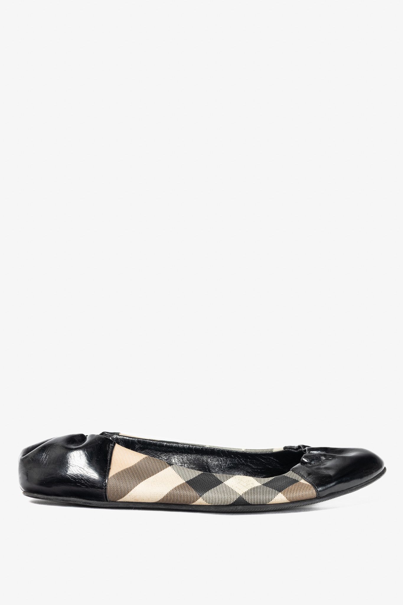Burberry Burberry Nova Check Coated Canvas/Patent Leather Flats Size US 6 / IT 36 - 2 Thumbnail