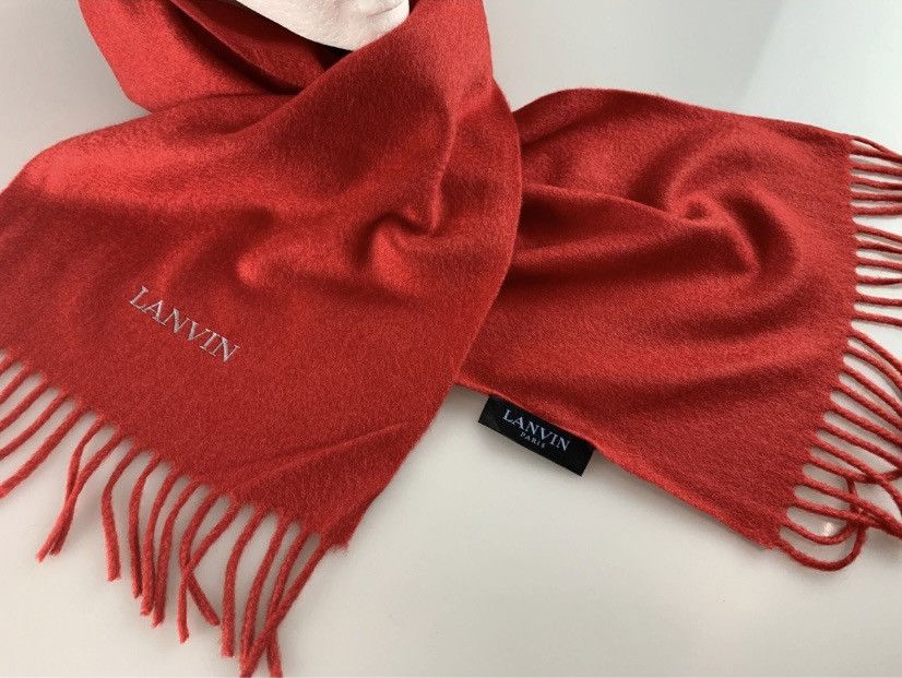 Lanvin Lanvin 🇮🇹 red cashmere fringe ends embroidered scarf NEW Size ONE SIZE - 8 Thumbnail