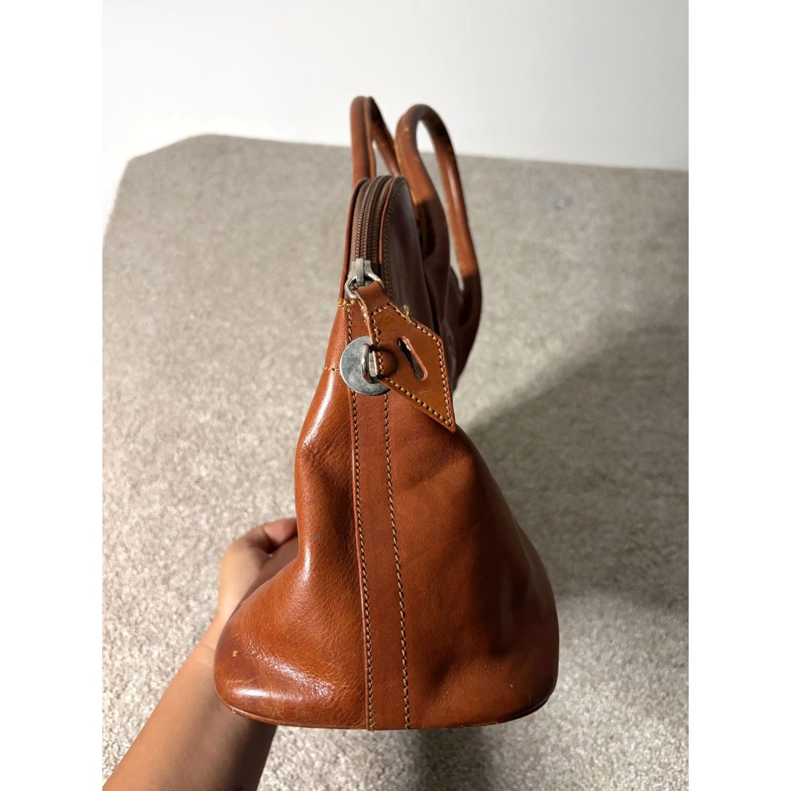 Vintage La Sella Roma Satchel Bag Womens Medium Brown Leather Top Handle Crossbody Purse Size M / US 6-8 / IT 42-44 - 5 Thumbnail