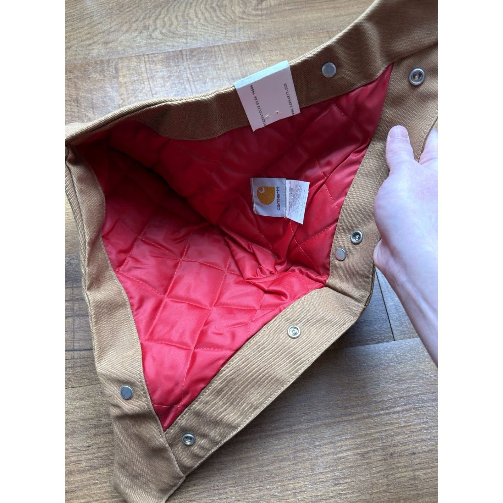 Carhartt VINTAGE Carhartt Hood Shirt 6QLH Brown Snap On Red Quilt Lined with Face Guard One Size Mens Size US M / EU 48-50 / 2 - 4 Thumbnail