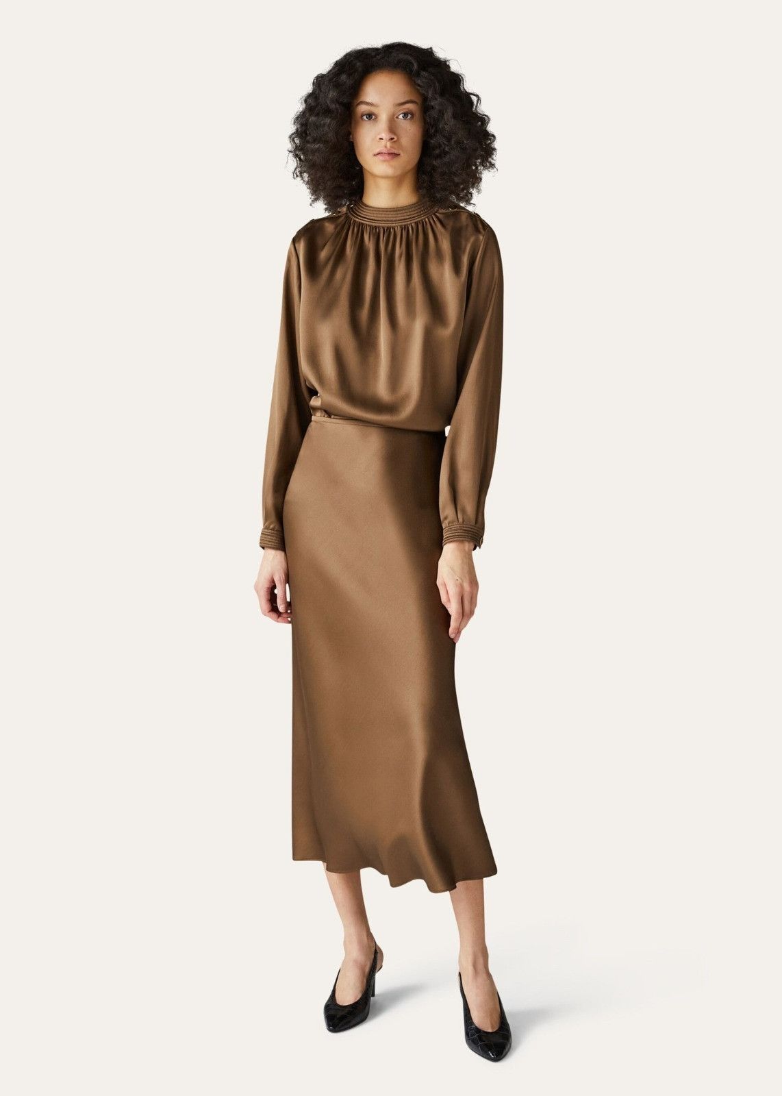 Loro Piana o1srvl11e0824 Simona Silk Skirt in Dark Brown Size 30" / US 8 / IT 44 - 3 Thumbnail