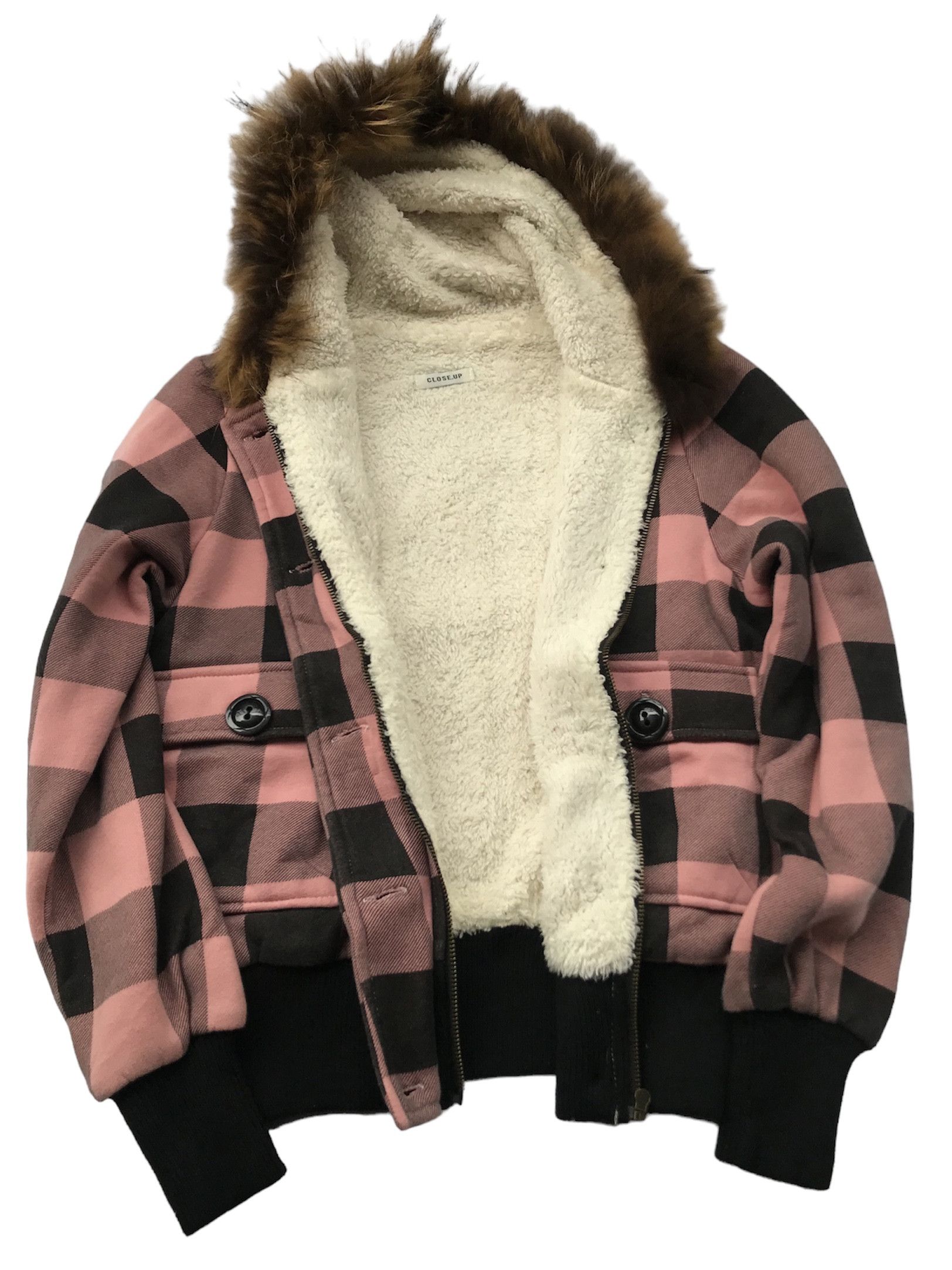 Japanese Brand Japanese Brand Fur Plaid Cargo Hoodie By Close Up Size US M / EU 48-50 / 2 - 5 Thumbnail