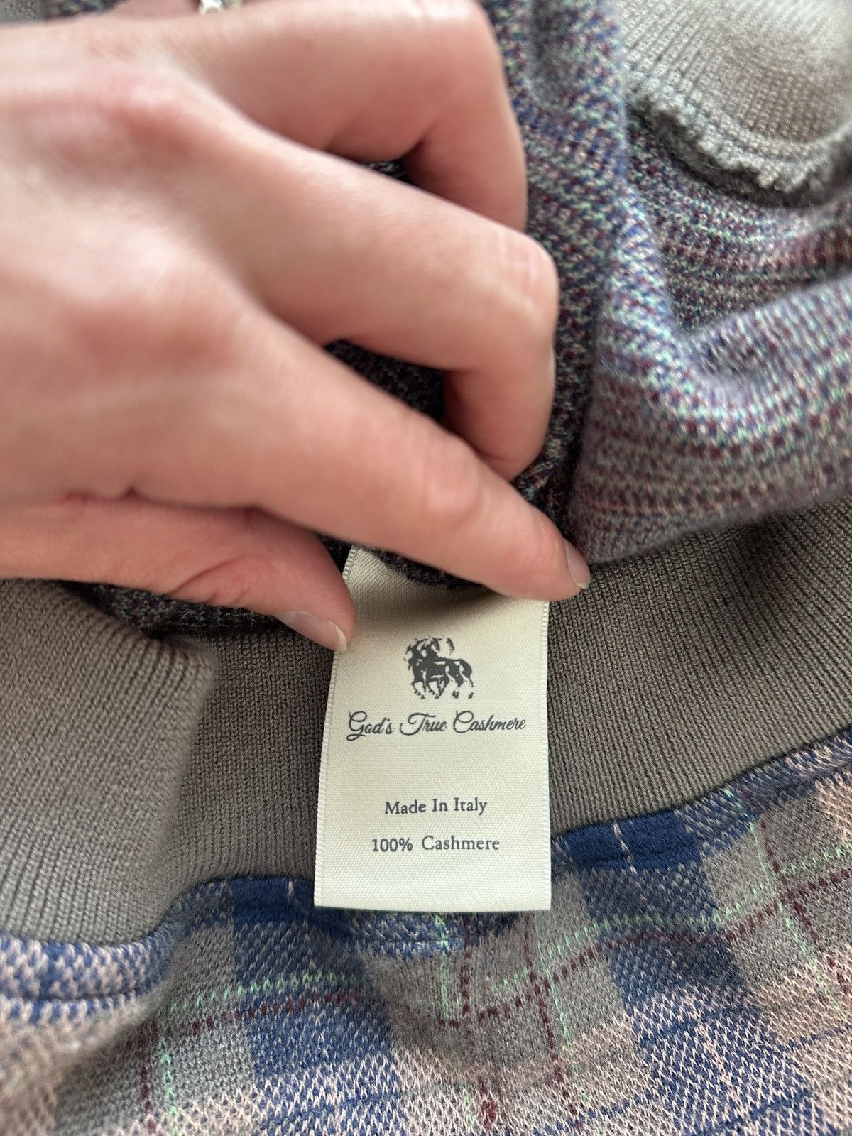 God's True Cashmere God’s True Cashmere Lapis Lazuli Check-Print Cashmere Hoodie Size US L / EU 52-54 / 3 - 6 Thumbnail