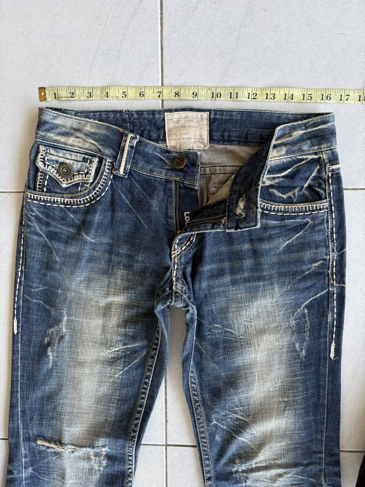 Other Korean Lolita Flared Jeans Streetwear Distressed Denim Size US 33 - 4 Thumbnail