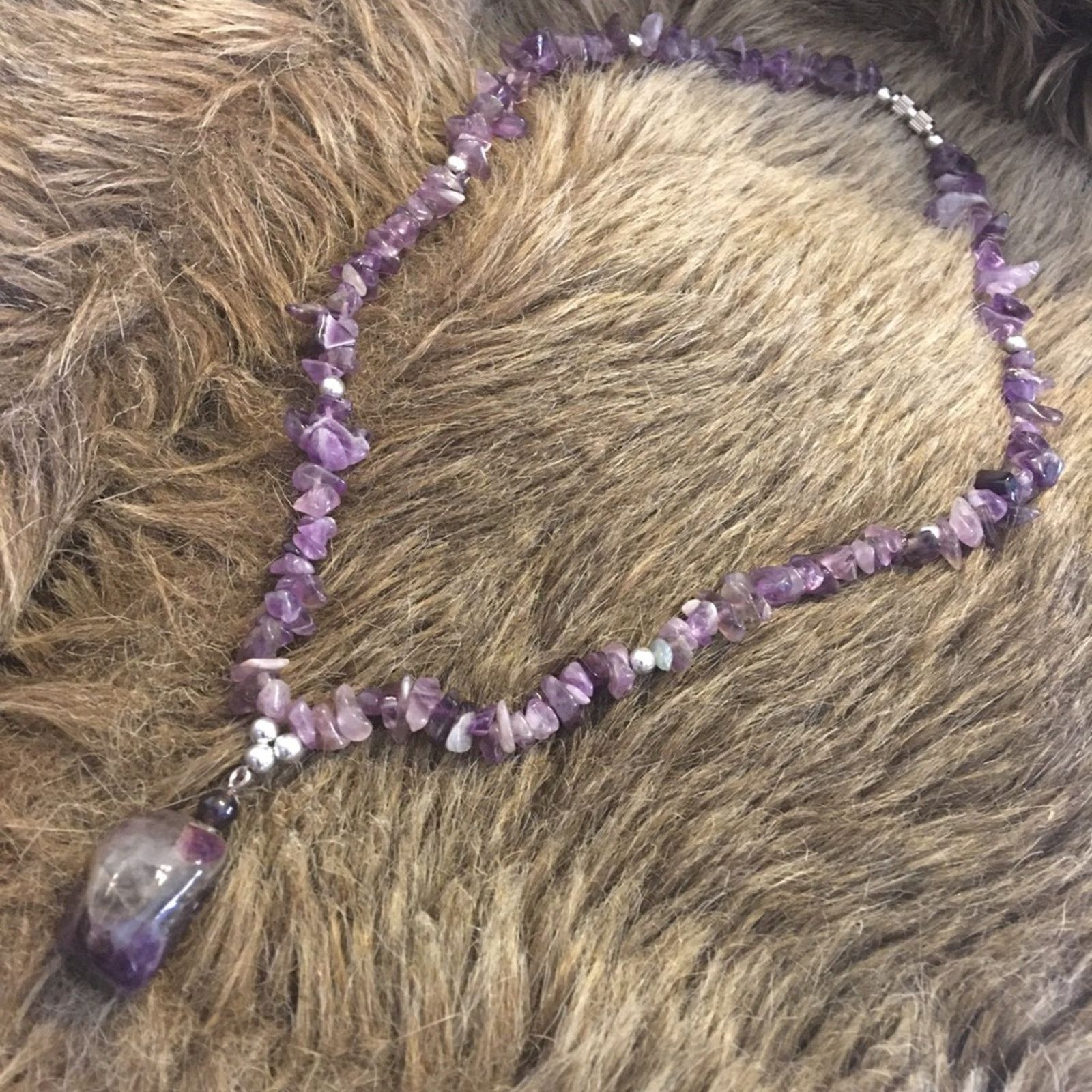 Vintage Vintage genuine amethyst slab gem necklace Size ONE SIZE - 9 Thumbnail