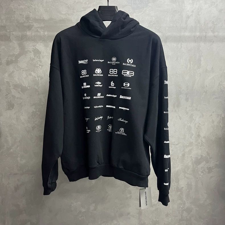 Balenciaga Balenciaga Black trademark multi-element printed logo hood Size US XXS / EU 40 - 1 Thumbnail